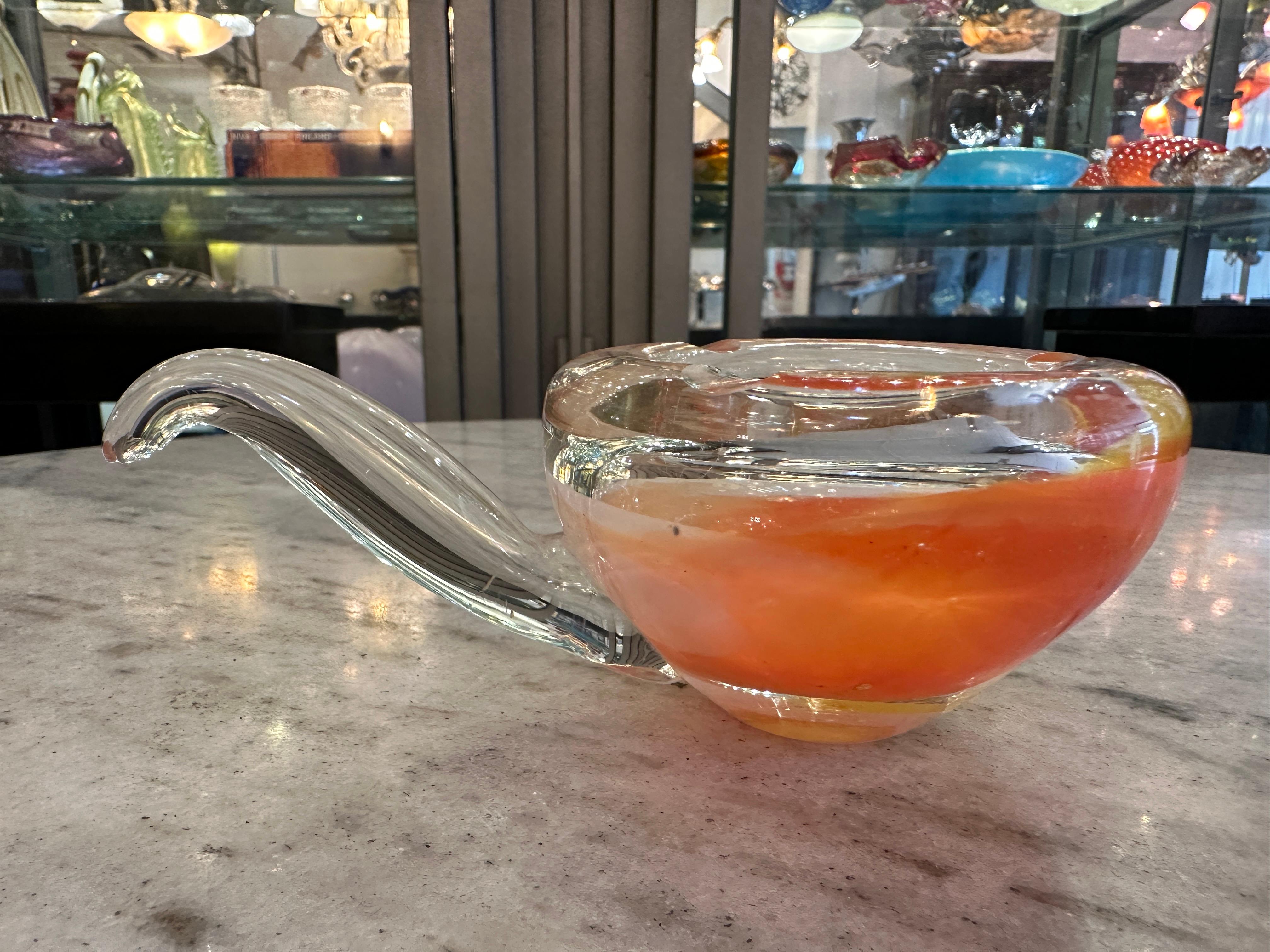 Murano Glass Pipe in Murano in color orange, 1950, Italian For Sale