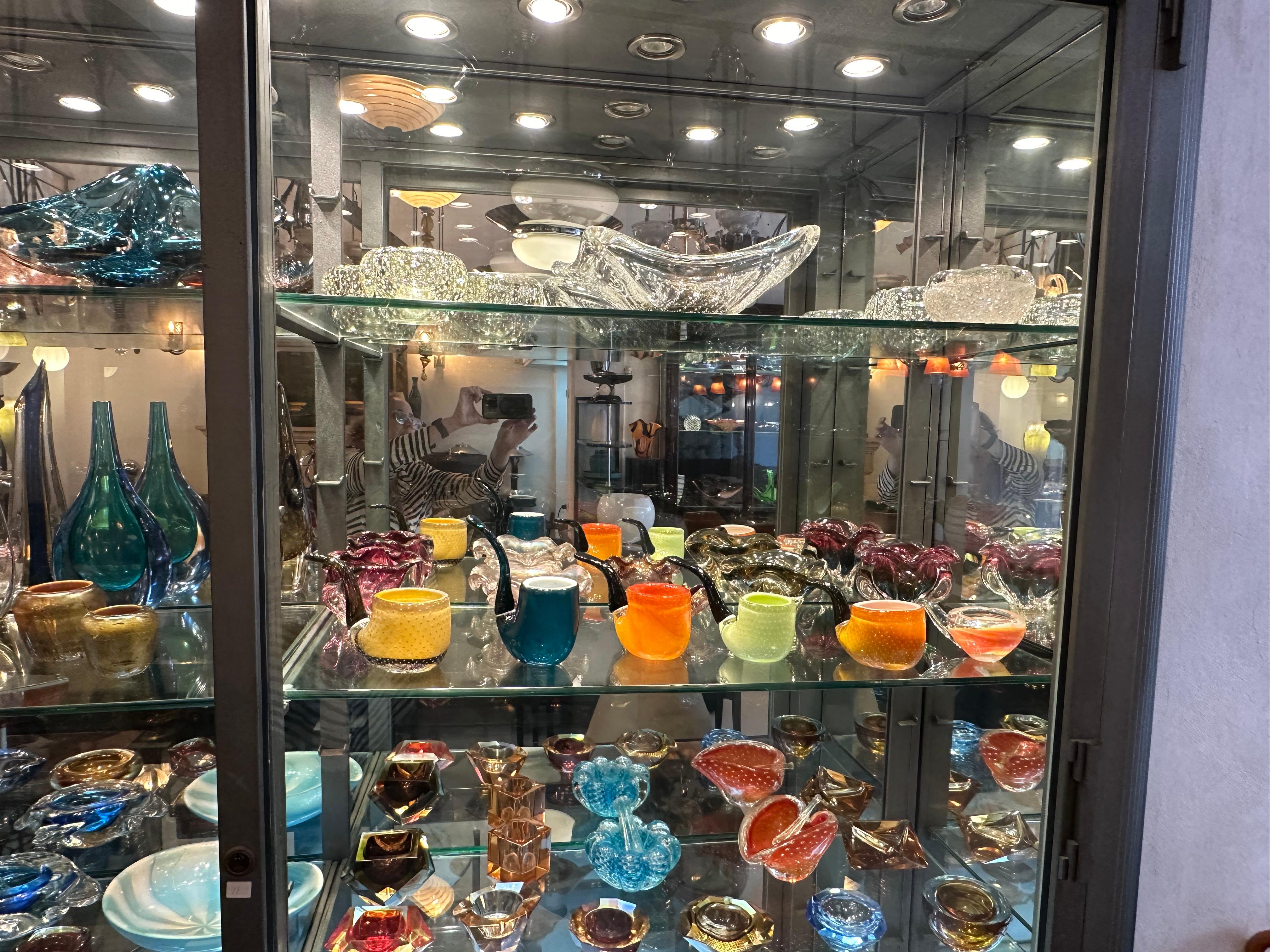 Pipe in Murano in color orange, 1950, Italian, Technique: Bubbles controlled For Sale 2