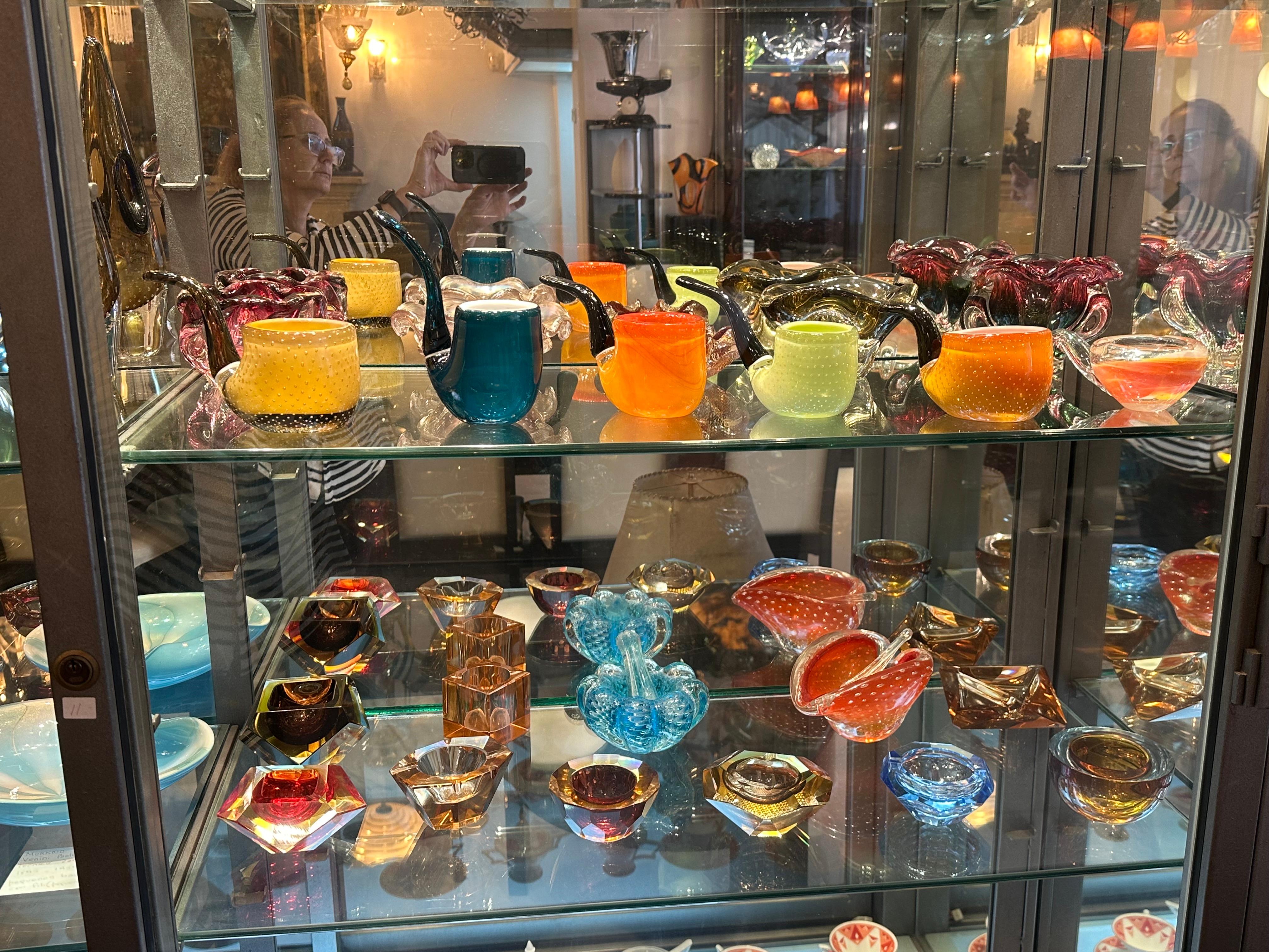 Pipe in Murano in color orange, 1950, Italian, Technique: Bubbles controlled For Sale 3