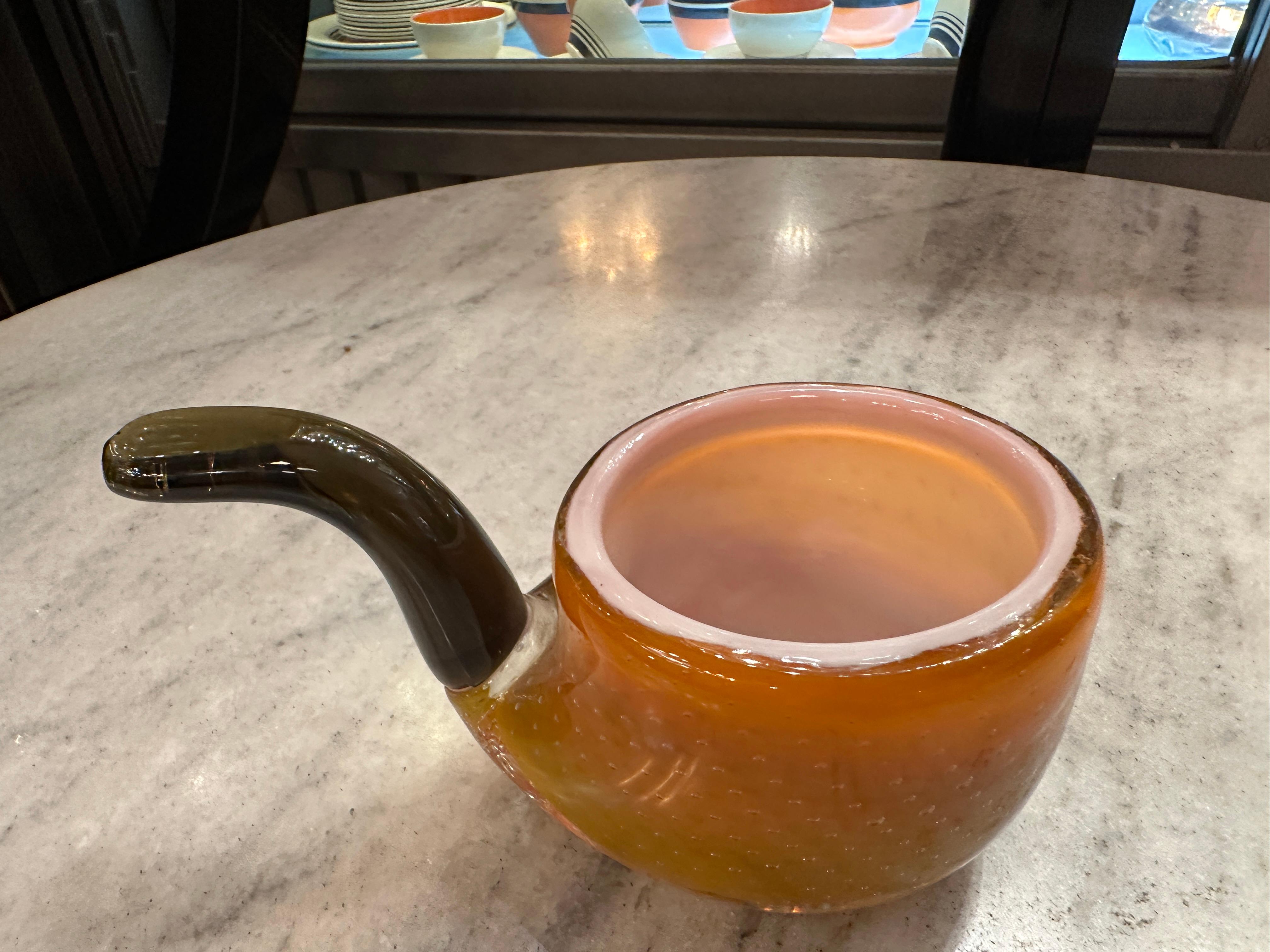 Pipe in Murano in color orange, 1950, Italian, Technique: Bubbles controlled For Sale 10