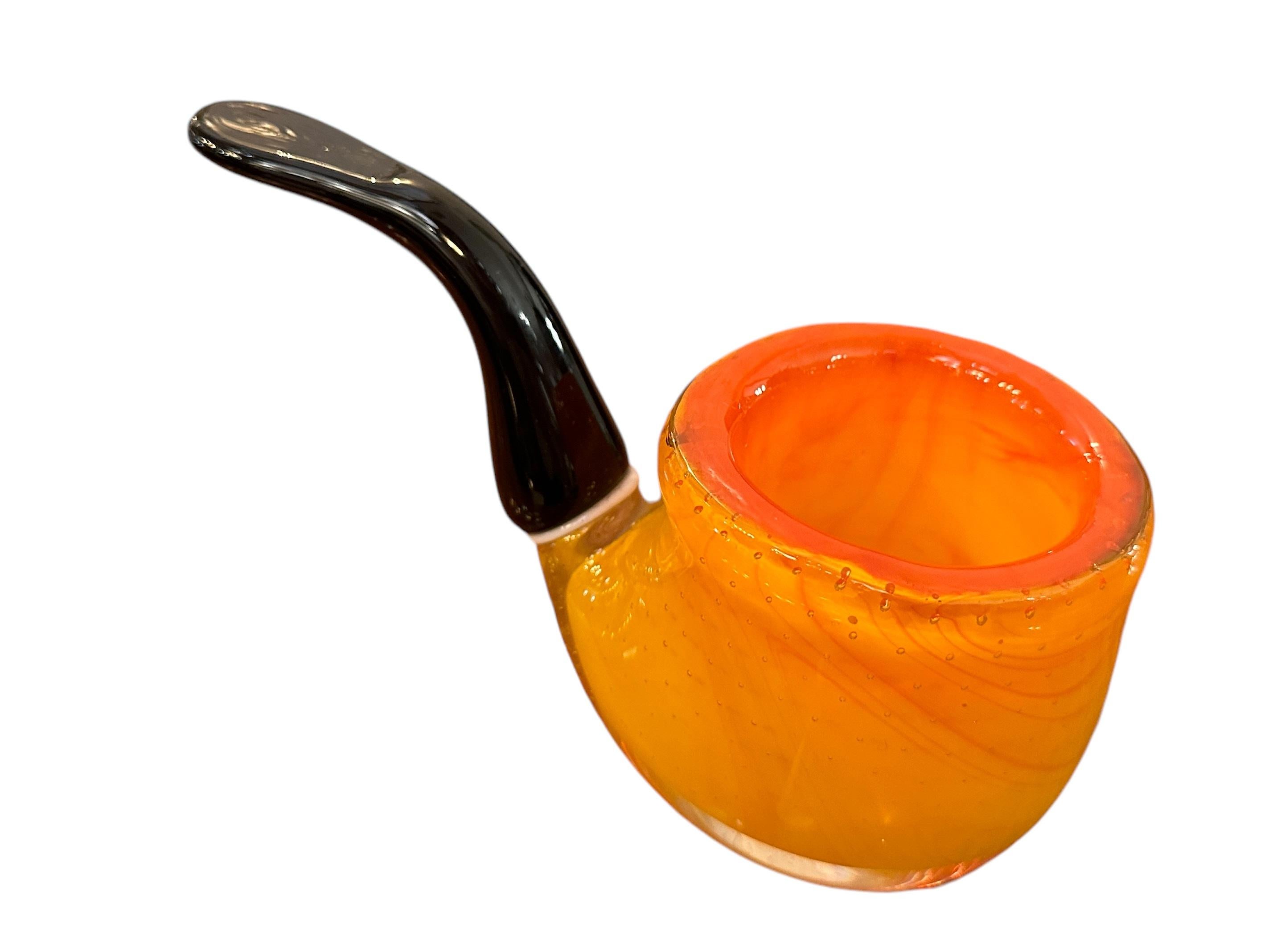 Pipe in Murano in color orange, 1950, Italian, Technique: Bubbles controlled In Good Condition For Sale In Ciudad Autónoma Buenos Aires, C