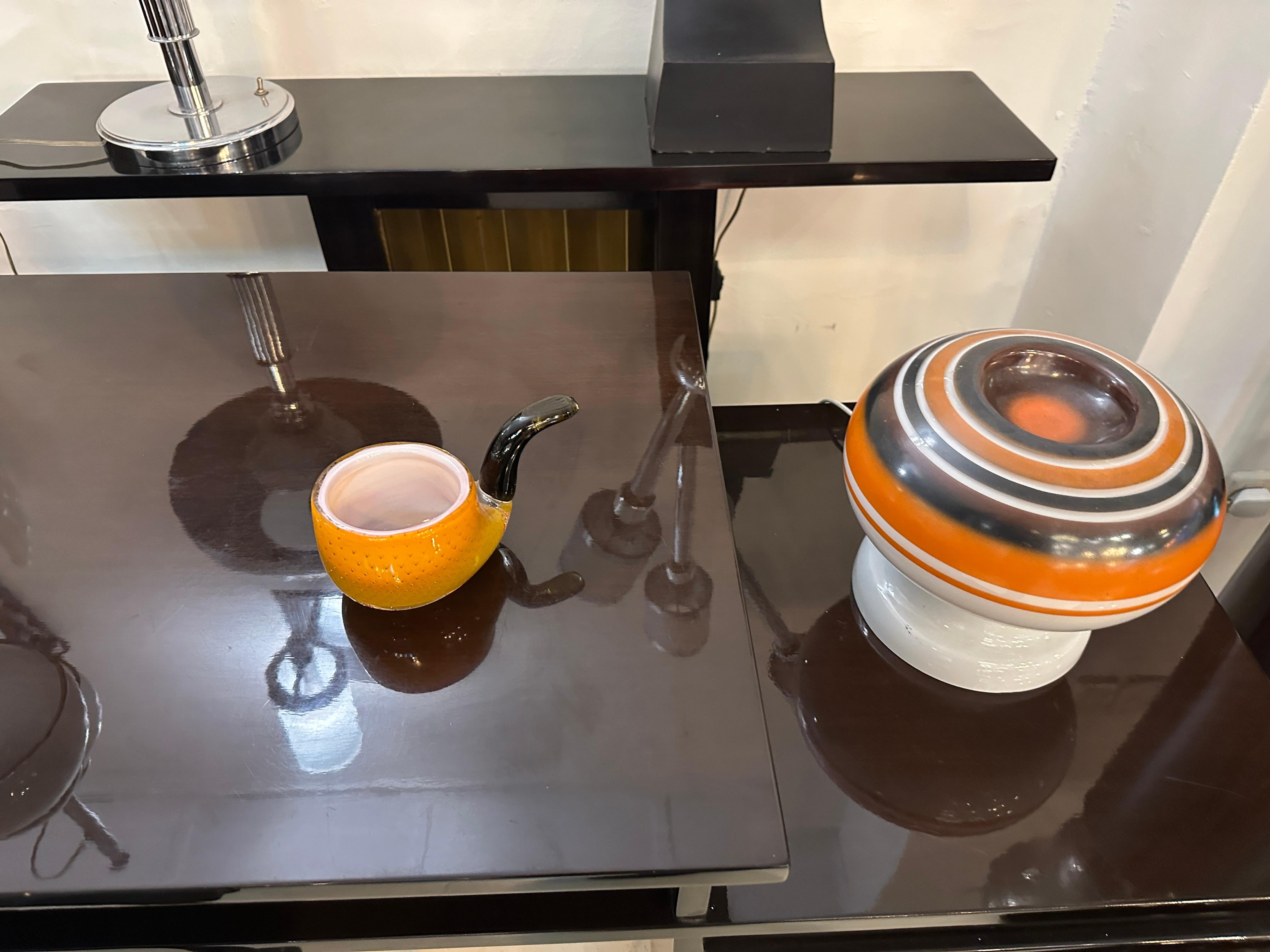 Pipe in Murano in color orange, 1950, Italian, Technique: Bubbles controlled For Sale 1