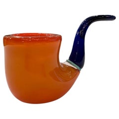 Pipa de Murano en color naranja y azul, 1950, Italiana