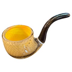 Pipe de Murano en couleur jaune, 1950, italienne, Technique : bulles contrôlées