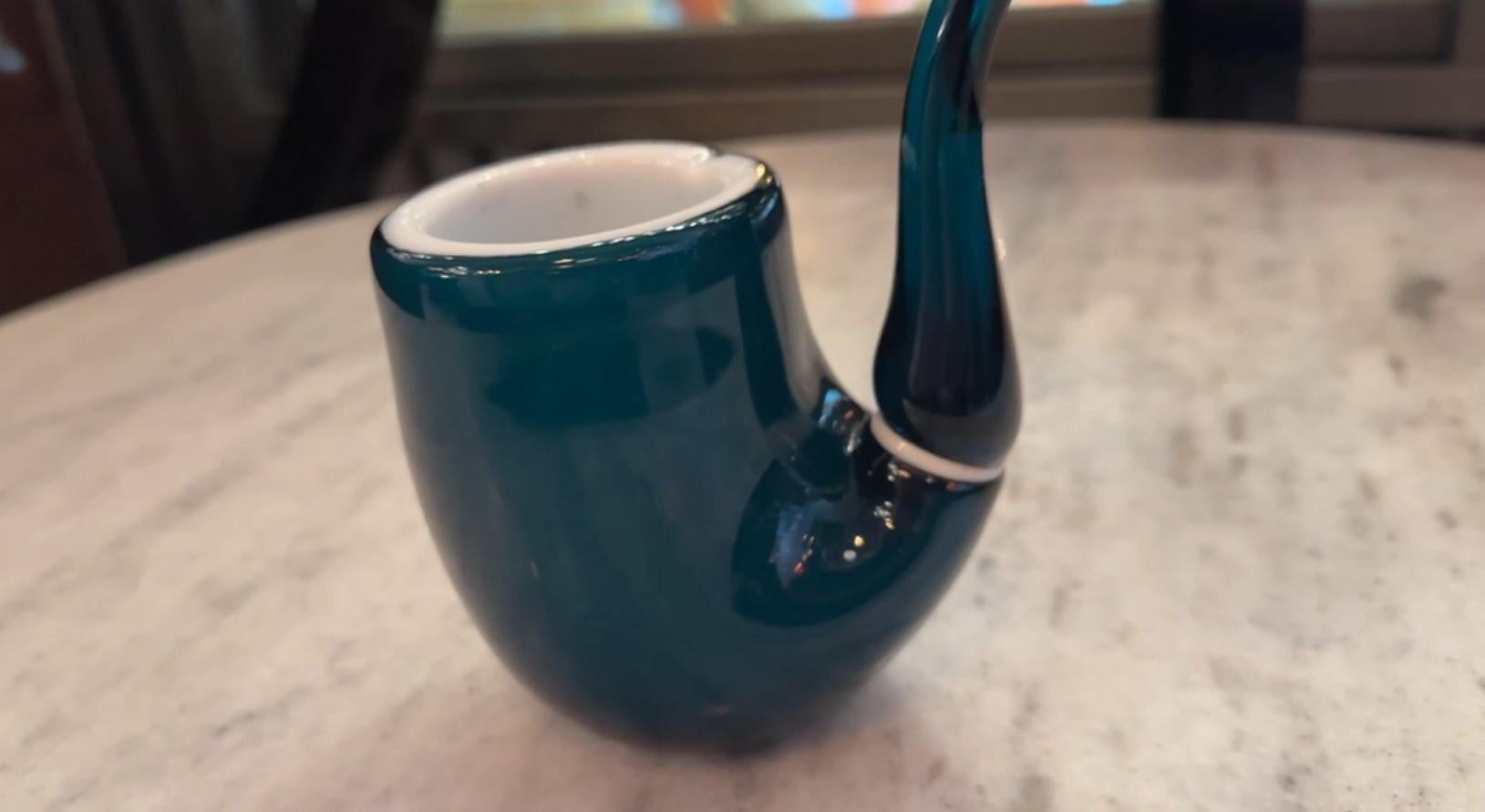 Pipe in Murano in colors white and blue 1950, Italian For Sale 5