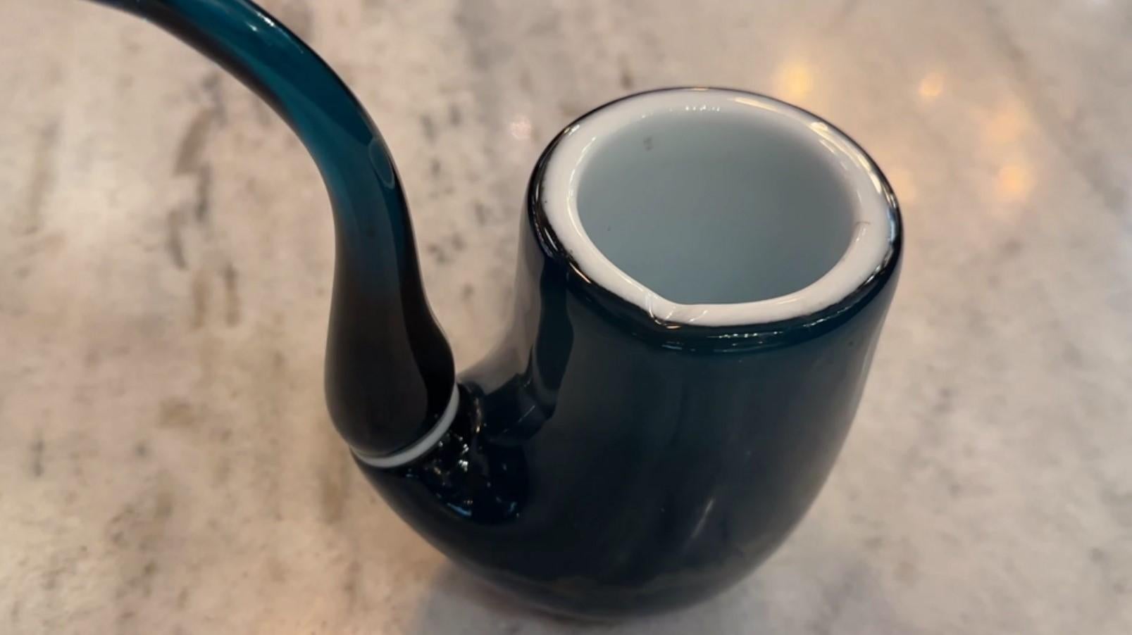 Pipe in Murano in colors white and blue 1950, Italian For Sale 6