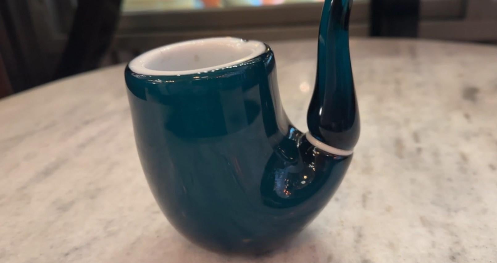 Pipe in Murano in colors white and blue 1950, Italian For Sale 8