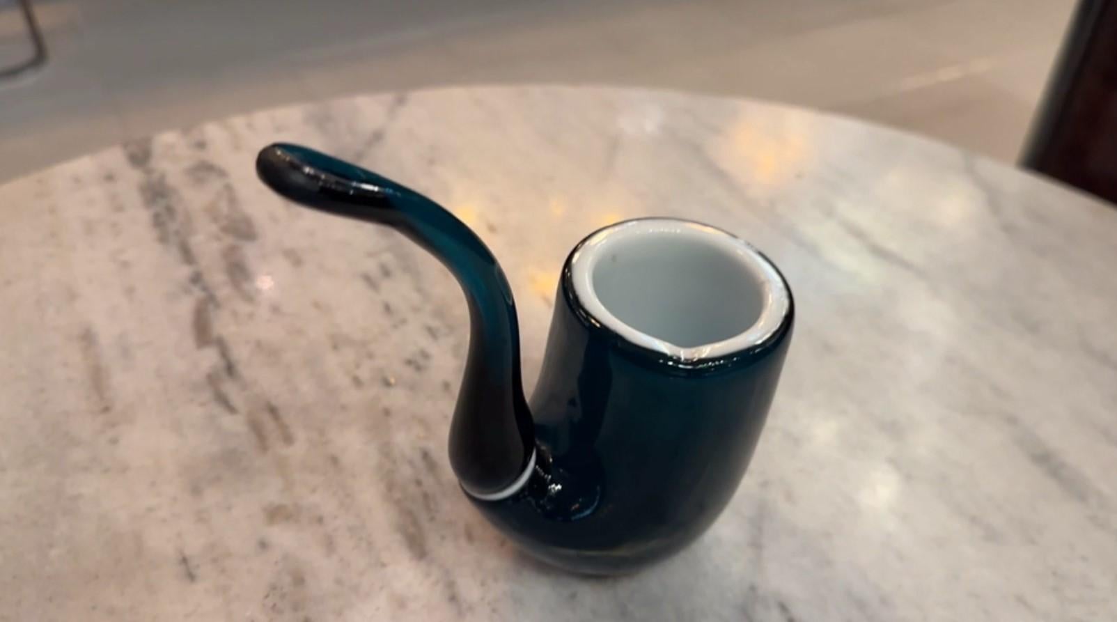 Pipe in Murano in colors white and blue 1950, Italian For Sale 9