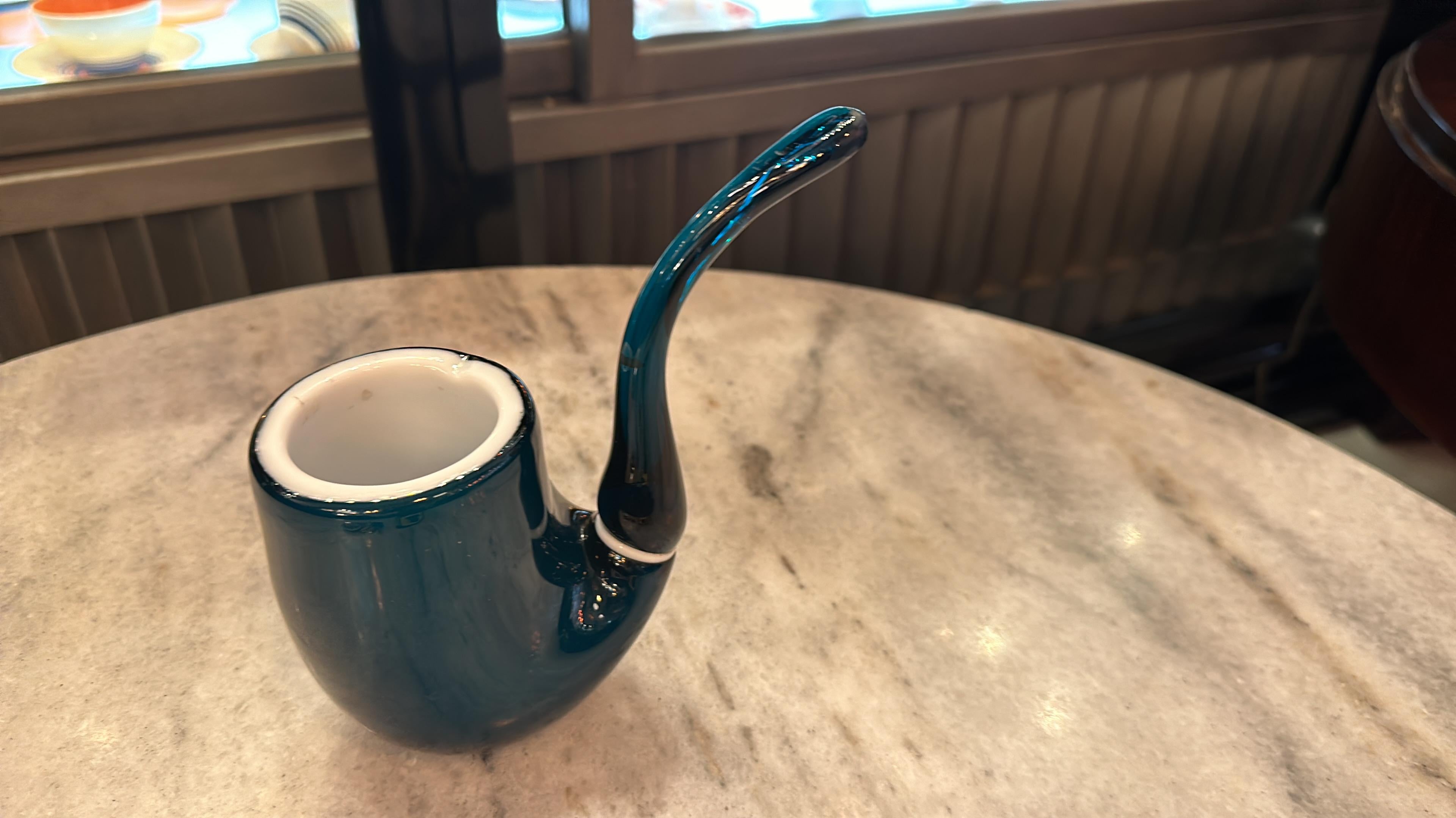 Mid-Century Modern Pipe in Murano in colors white and blue 1950, Italian For Sale