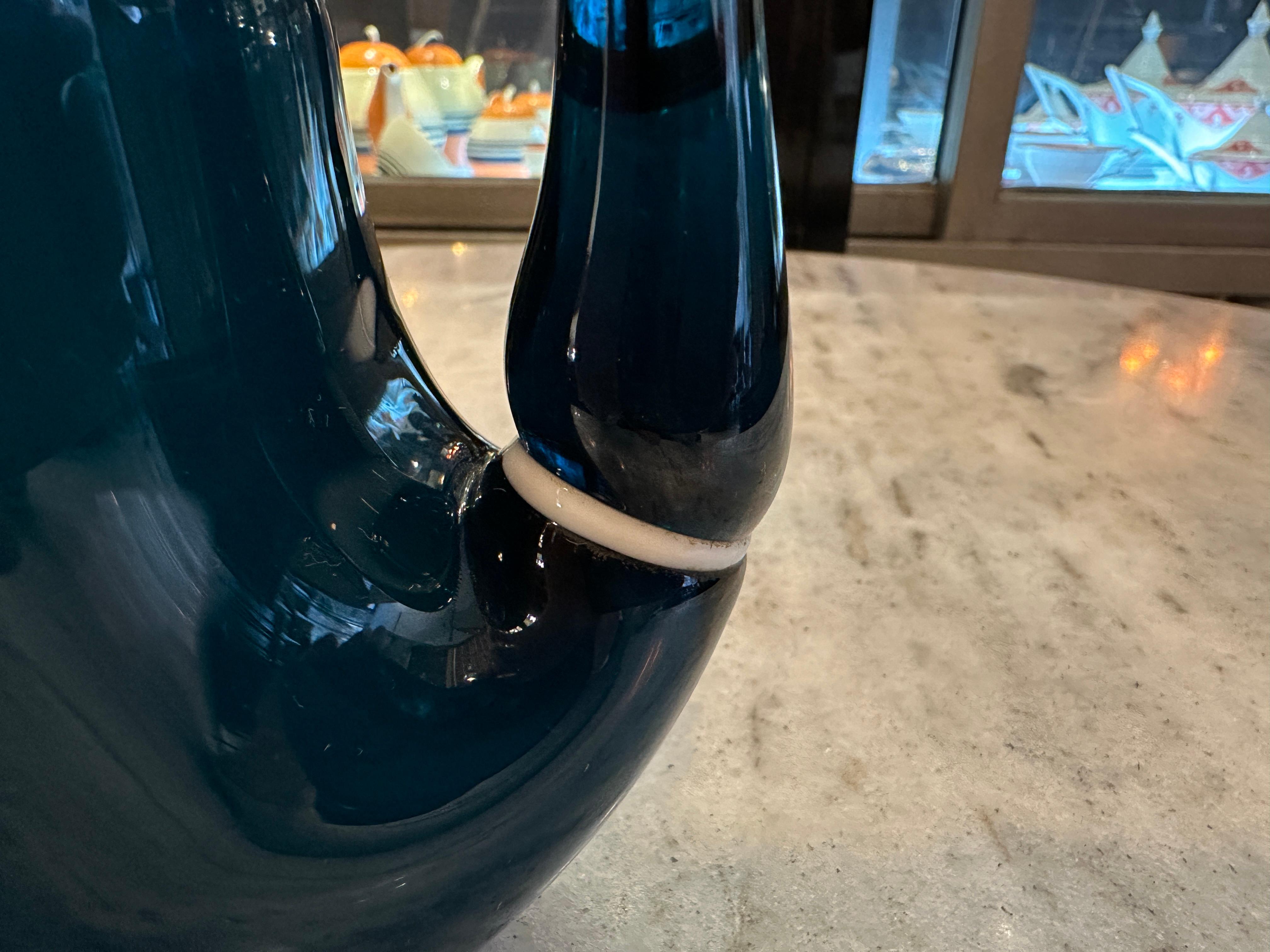 Murano Glass Pipe in Murano in colors white and blue 1950, Italian For Sale