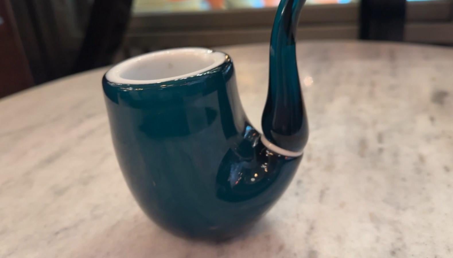 Pipe in Murano in colors white and blue 1950, Italian For Sale 2