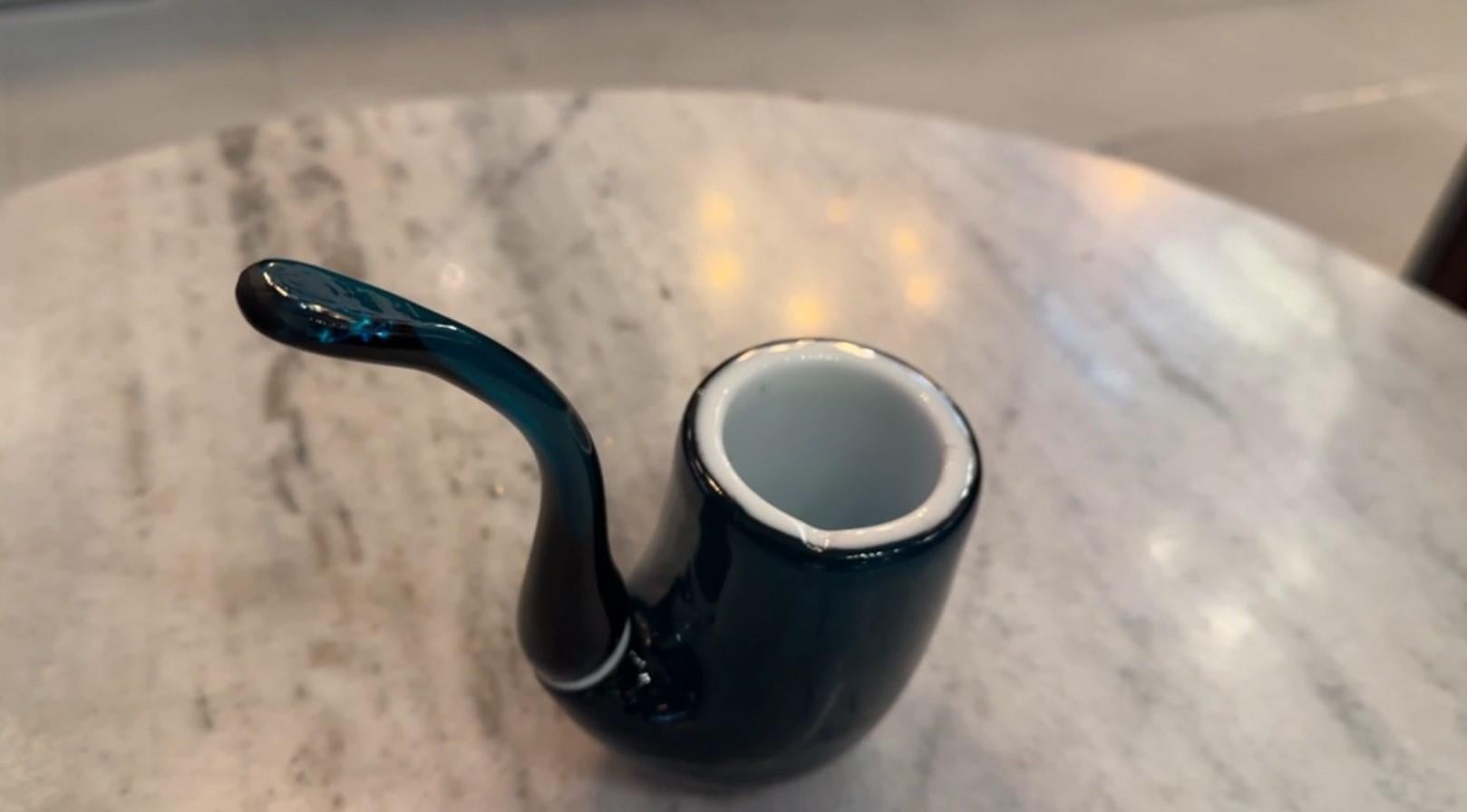 Pipe in Murano in colors white and blue 1950, Italian For Sale 3