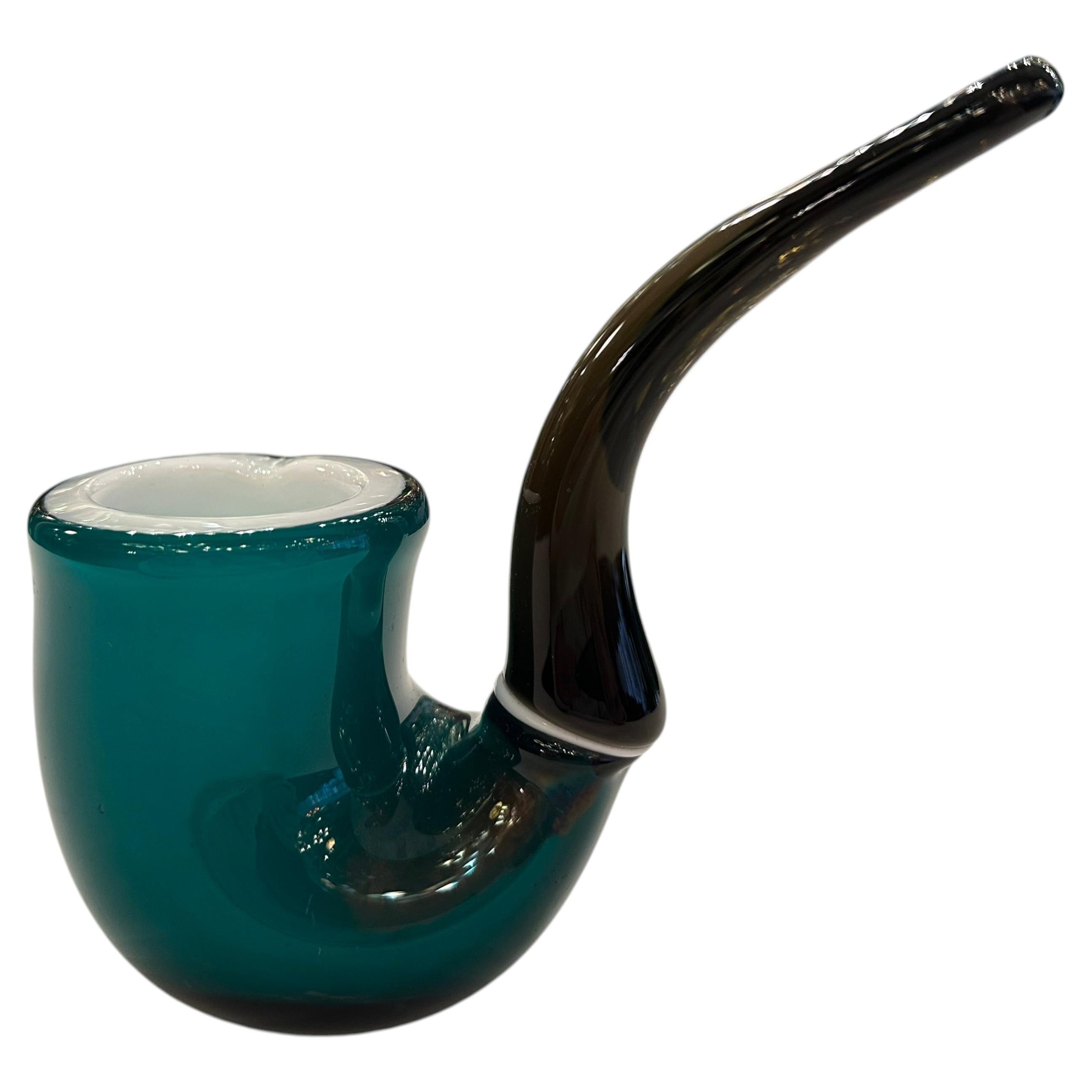 Pipe in Murano in colors white and green 1950, Italian For Sale