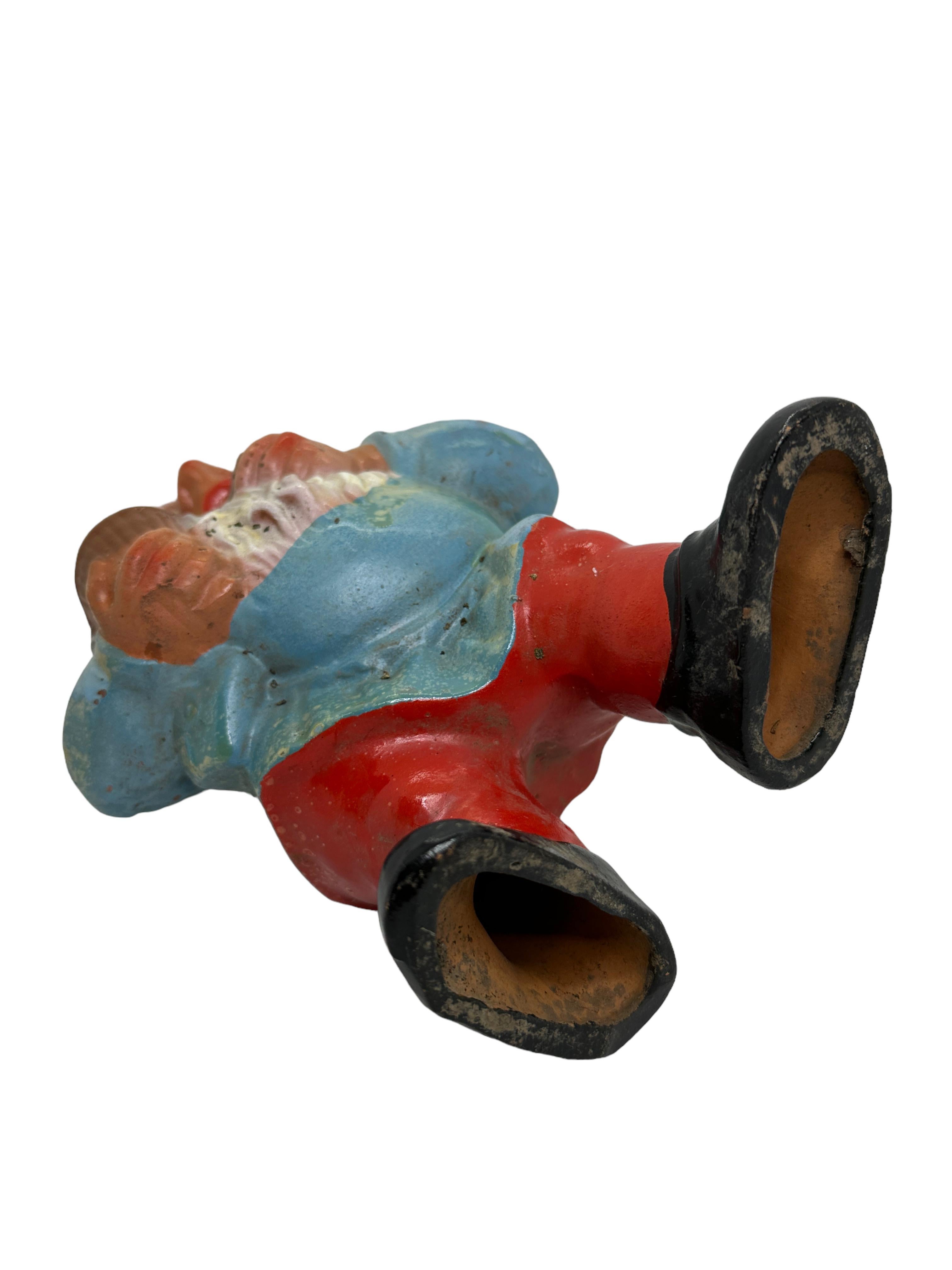 Pipe Smoking Vintage German Yard or Garden Gnome Statue, 1930s In Good Condition In Nuernberg, DE