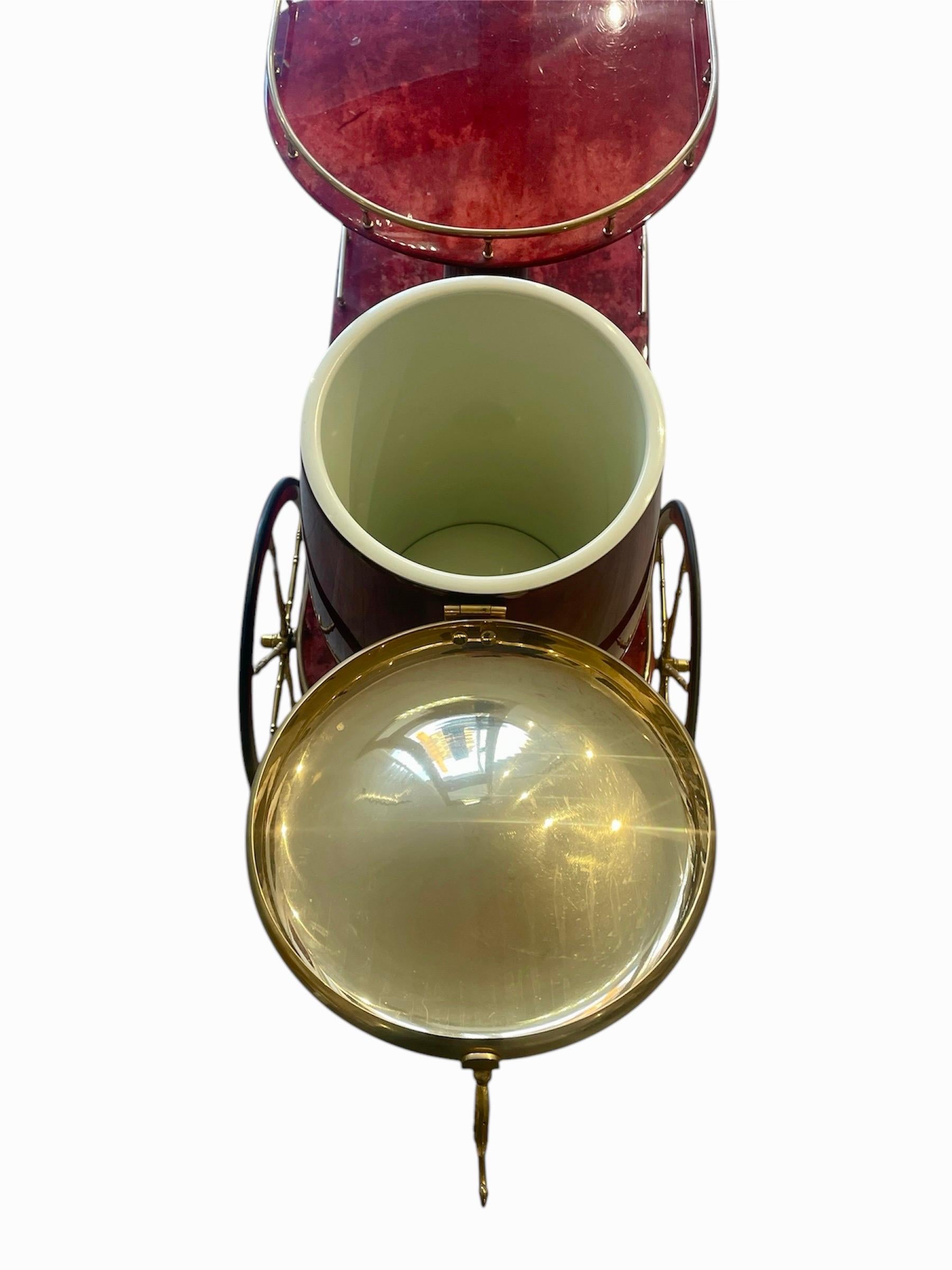 Mid-20th Century Pipe Trolley / Bar Cart and flask designed by Aldo Tura, Italy C 1960