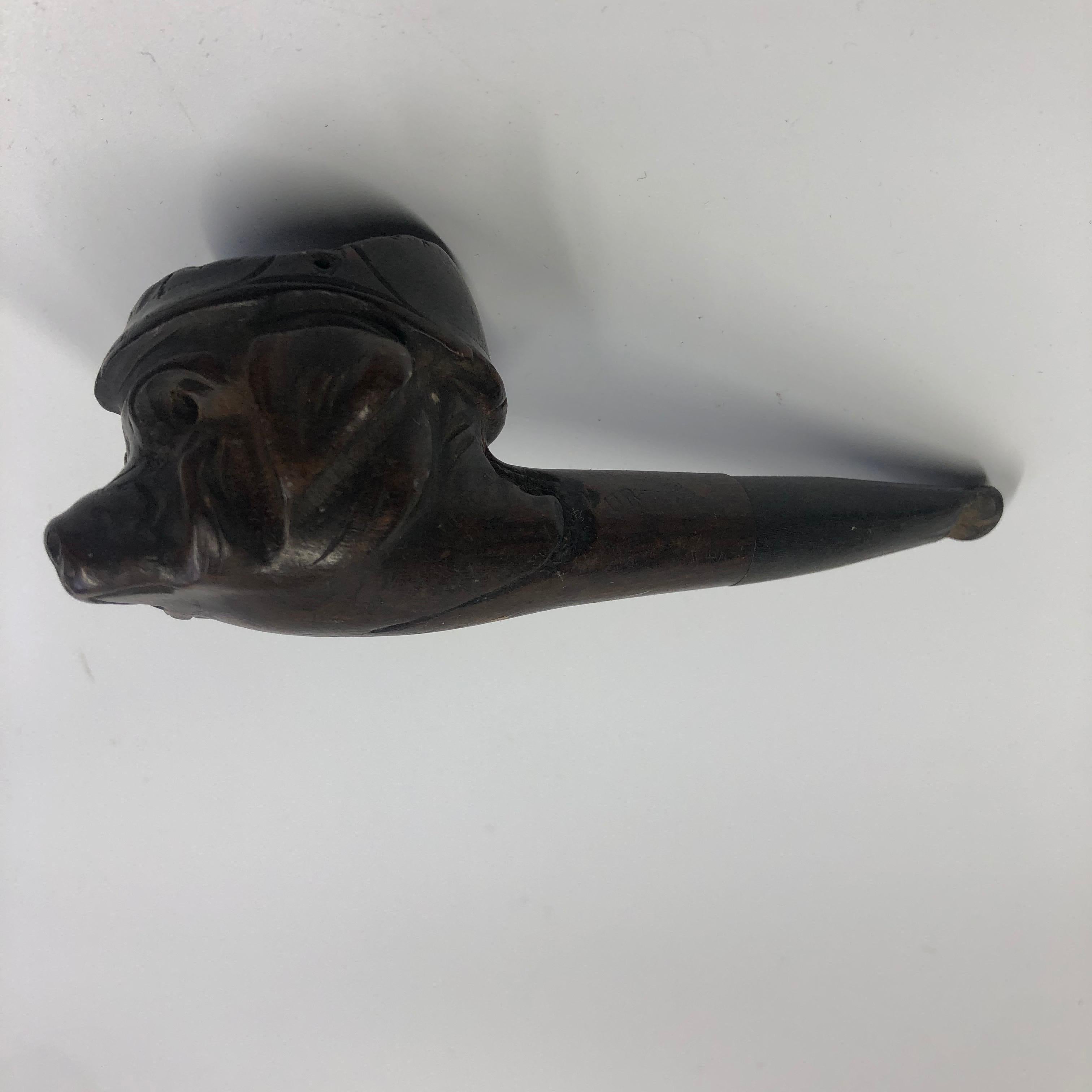 Pipe Wood Carved Head Pig Kaiser Kultur Military For Sale 5