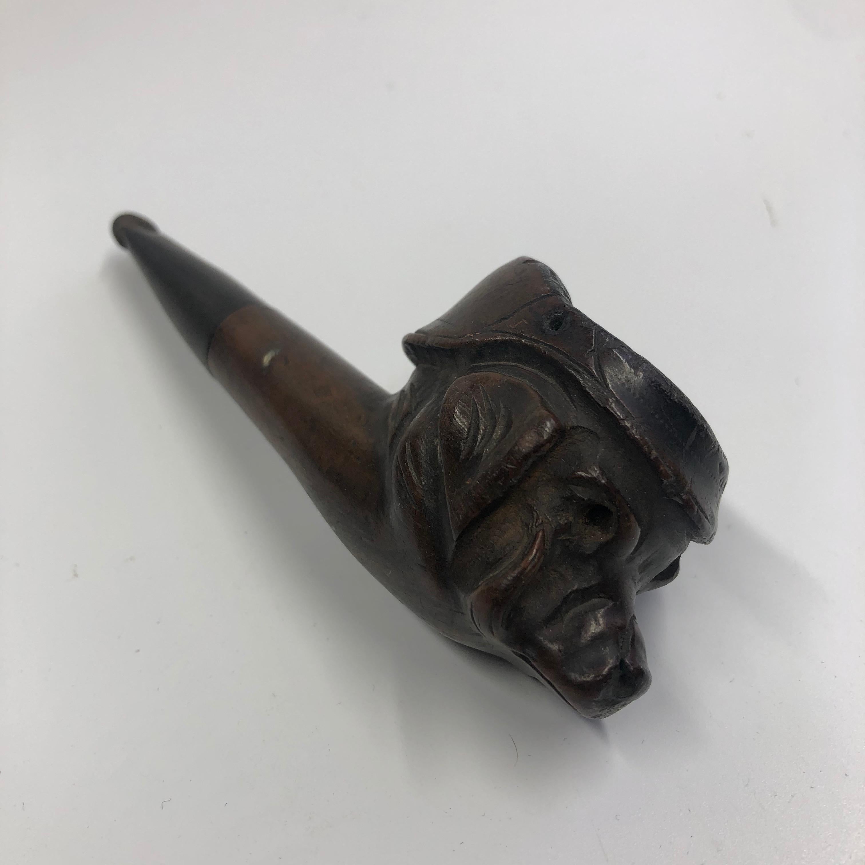 French Pipe Wood Carved Head Pig Kaiser Kultur Military For Sale