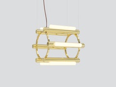 Pipeline Chandelier 1, Brass, Vertical