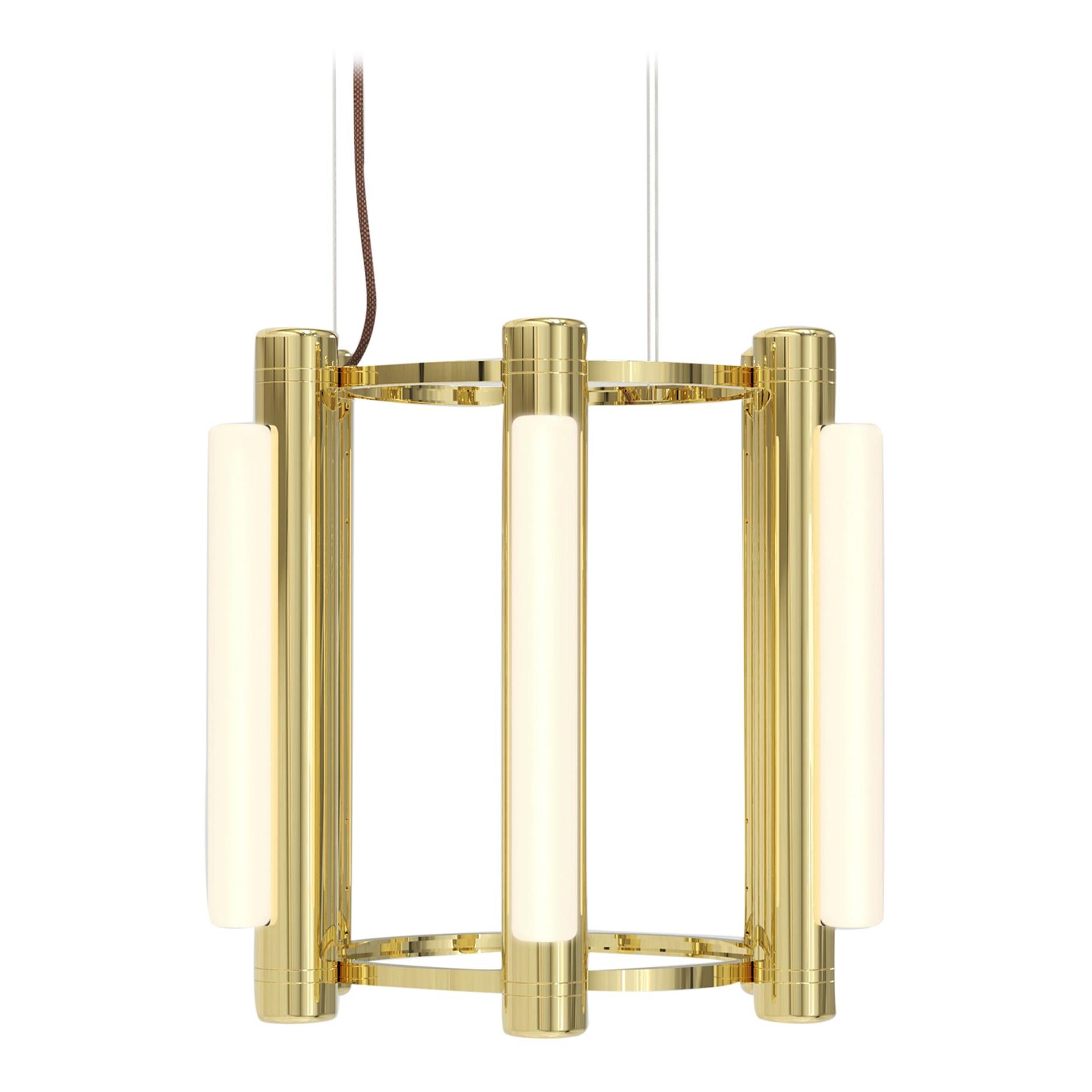 Pipeline Chandelier 1, Brass, Vertical