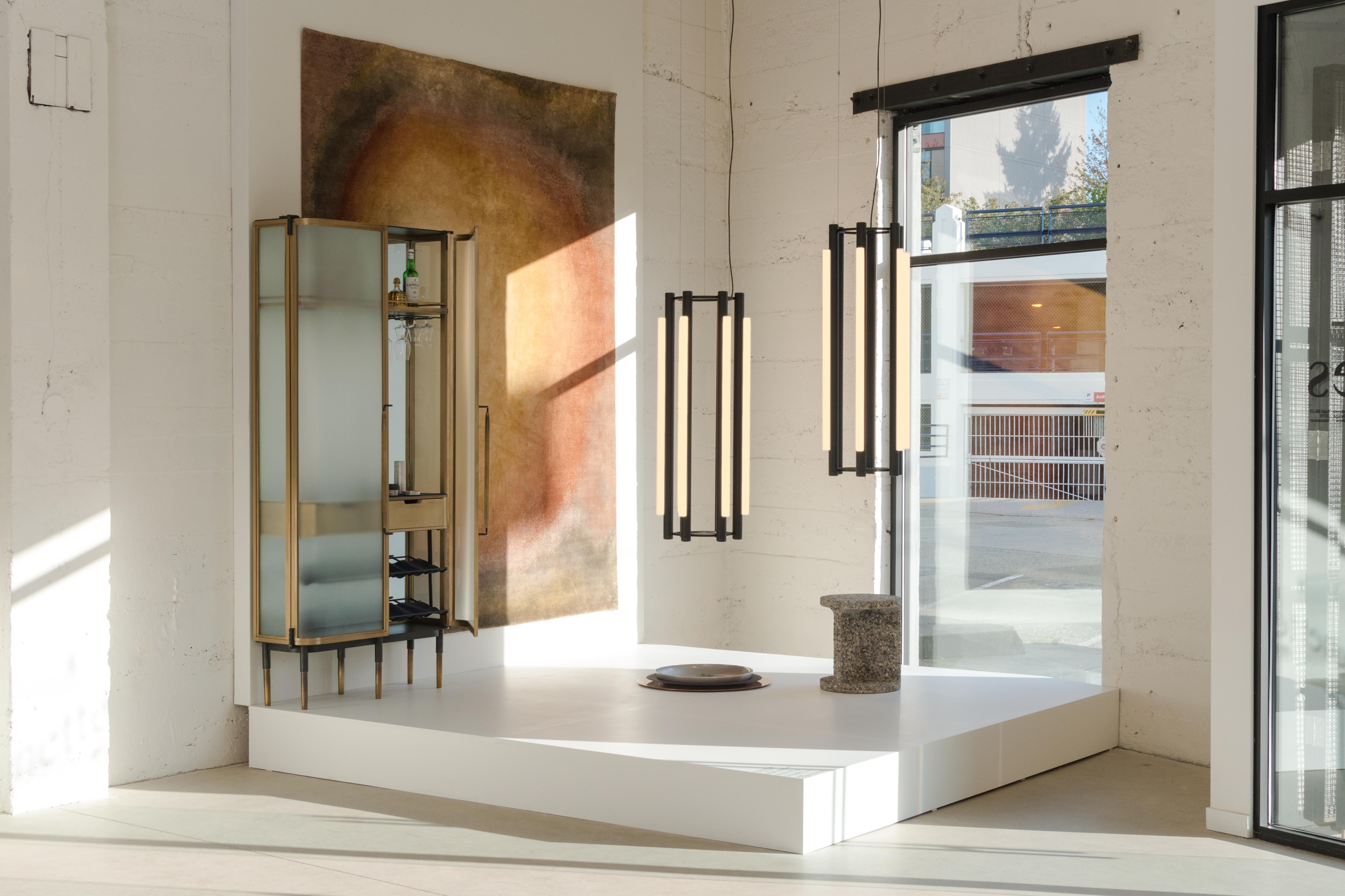 Organic Modern 'Pipeline Chandelier 10 - Pendant' by Caine Heintzman for Andlight, Brass For Sale