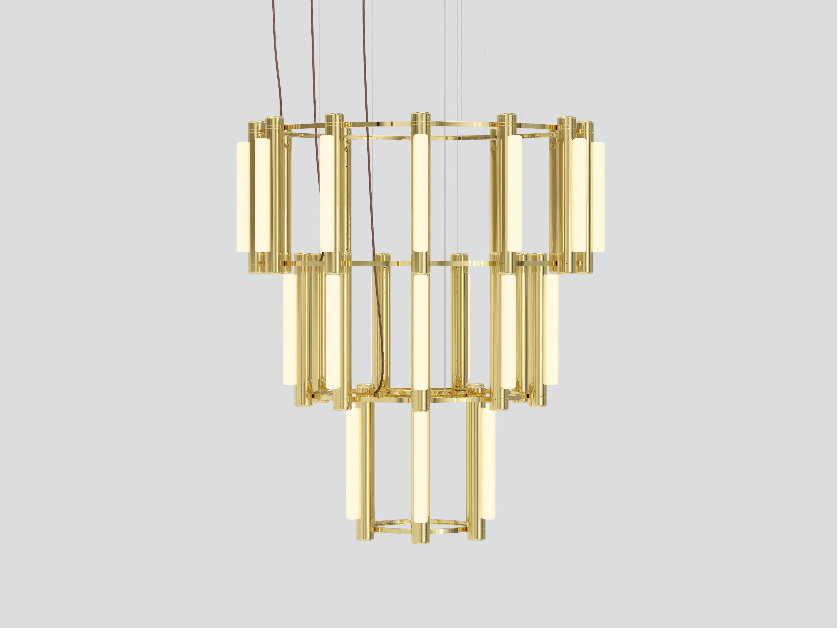 Organic Modern 'Pipeline Chandelier 10, Pendant' by Caine Heintzman for Andlight, Copper For Sale