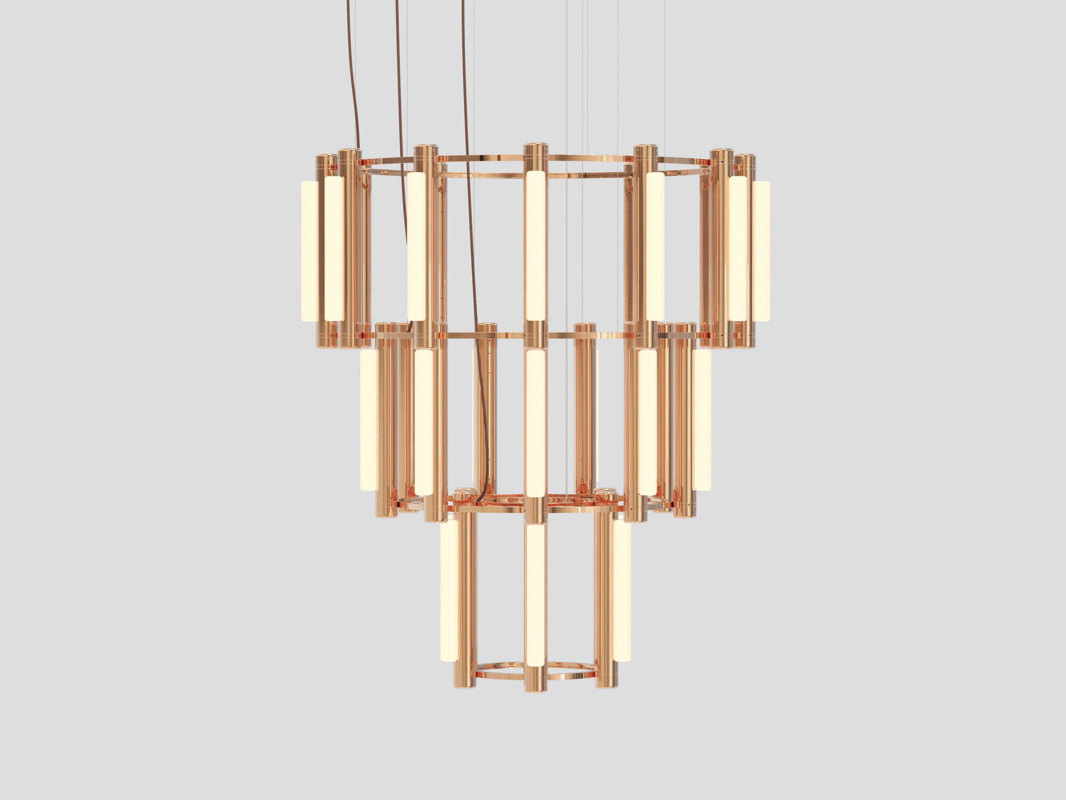Organic Modern 'Pipeline Chandelier 10 - Pendant' by Caine Heintzman for Andlight, White For Sale