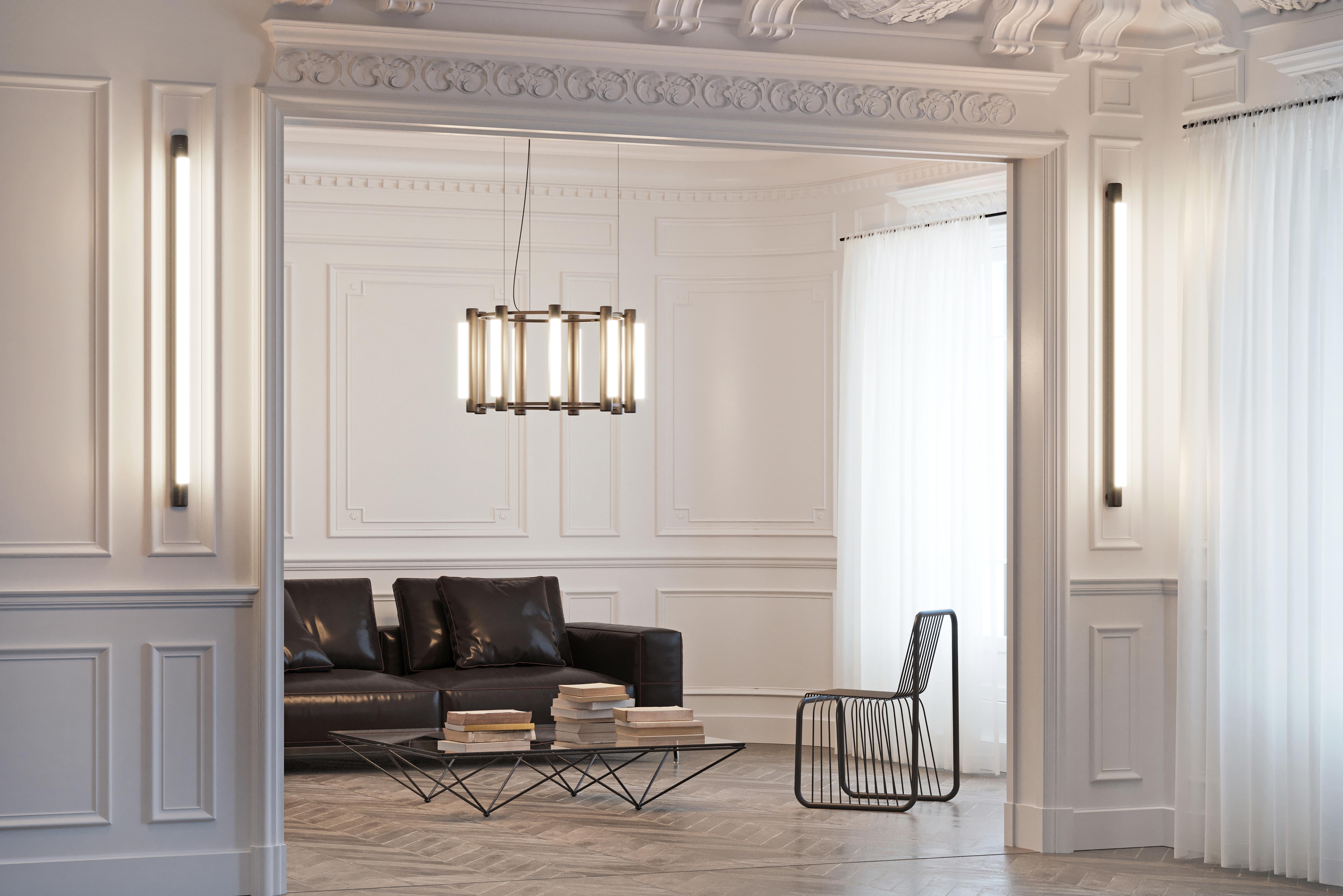 Contemporary 'Pipeline Chandelier 11 - Pendant' by Caine Heintzman for Andlight, Brass For Sale