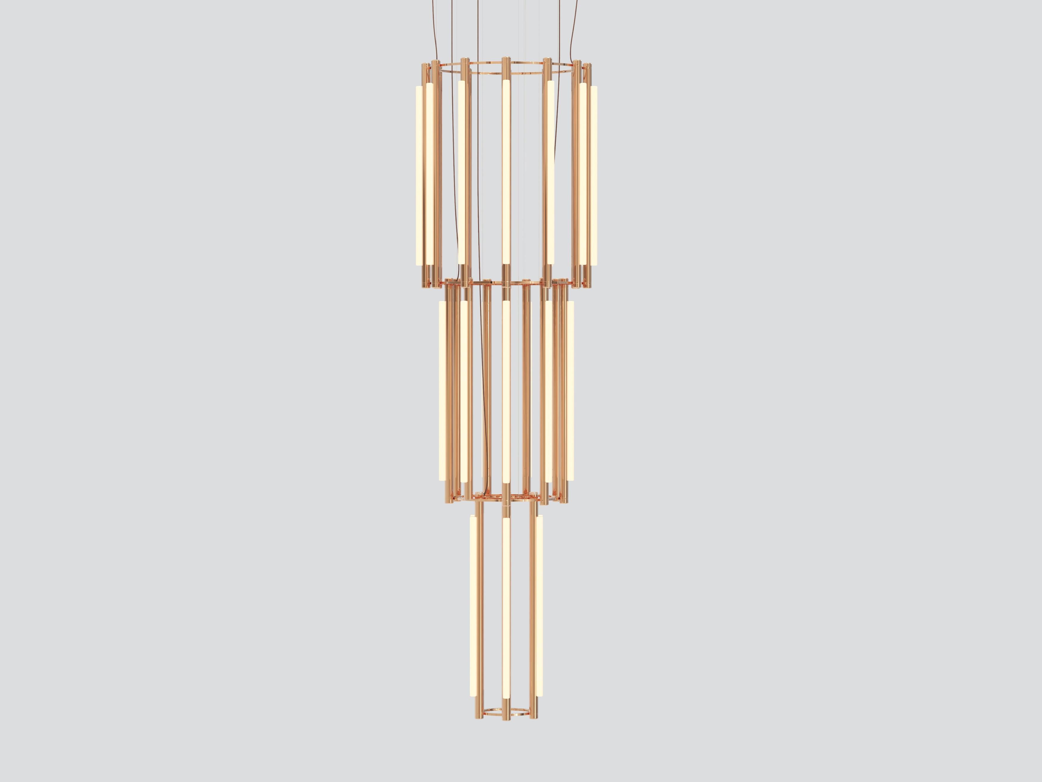 Organic Modern 'Pipeline Chandelier 12, Pendant' by Caine Heintzman for Andlight, Black For Sale