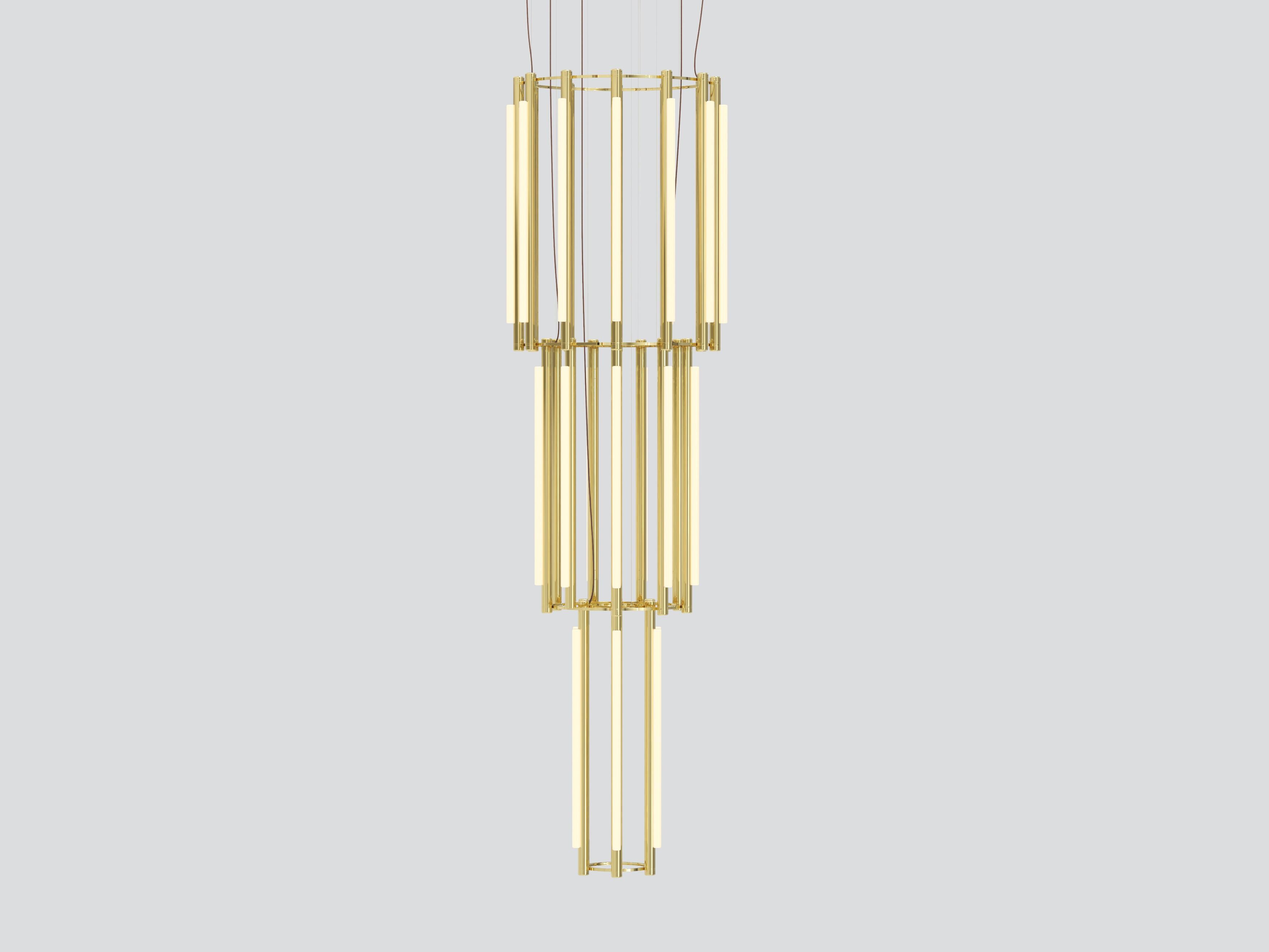 Lustre pour pipelines 12 - pendentif
par Caine Heintzman

Matériaux
- corps en aluminium
- acrylique moulé

Électricité
- 27 x 15W LED
- Durée de vie de 47 000 heures
- 90+ CRI
- Tension d'entrée 100-240V + 277V
- Alimentation intégrée