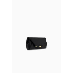 Piper Clutch Small Black Diamond Satin with Gold Hardware