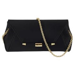 Piper Clutch Small Black Diamond Satin with Gold Hardware