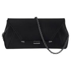 Piper Clutch Small Black Diamond Satin with Gunmetal Hardware