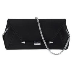 Piper Clutch Small Black Diamond Satin with Silver Hardware