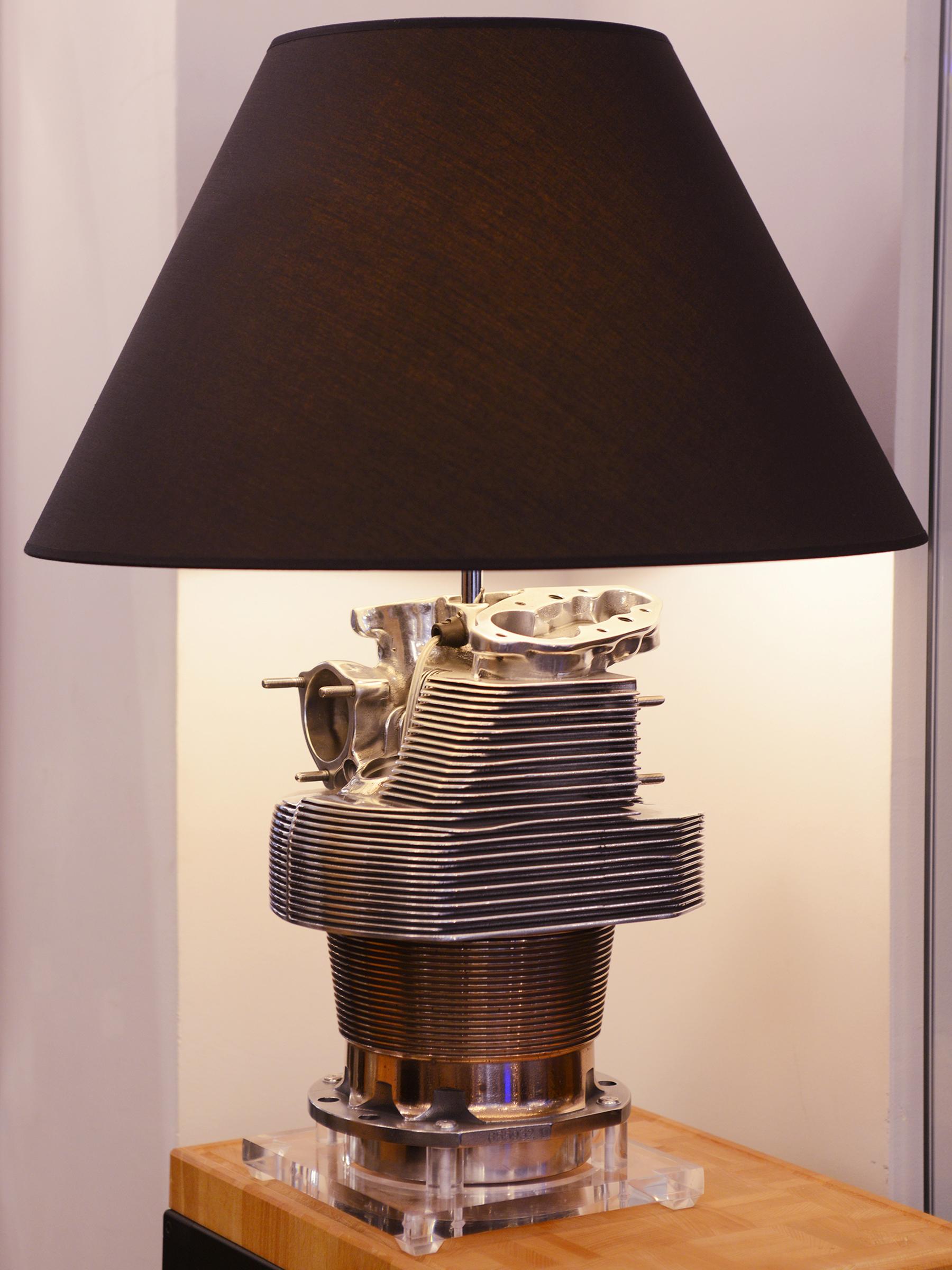 Hand-Crafted Piper Cylinder Table Lamp For Sale