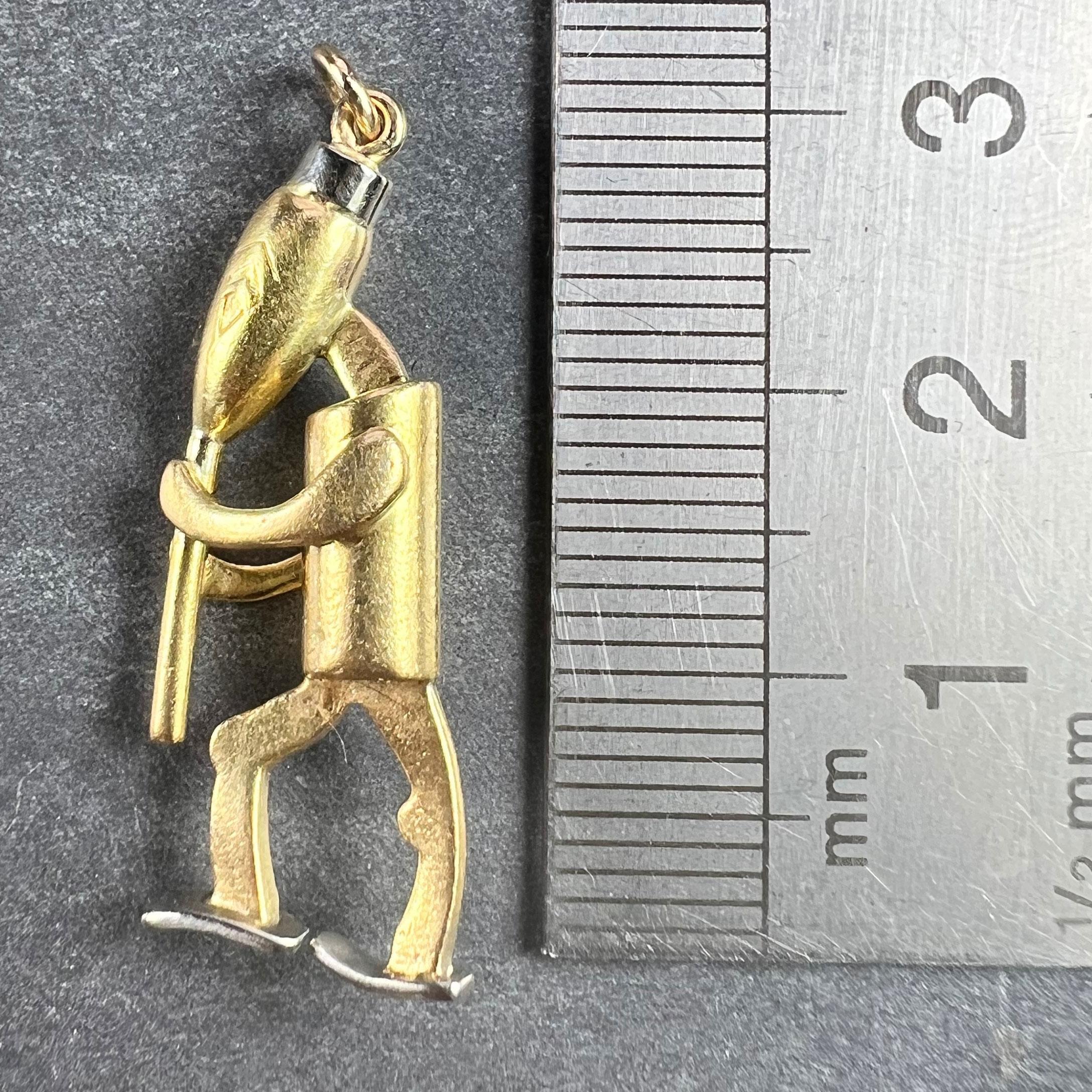 Piper Musician Cartoon Character Pendentif en or jaune et blanc 18 carats en vente 6