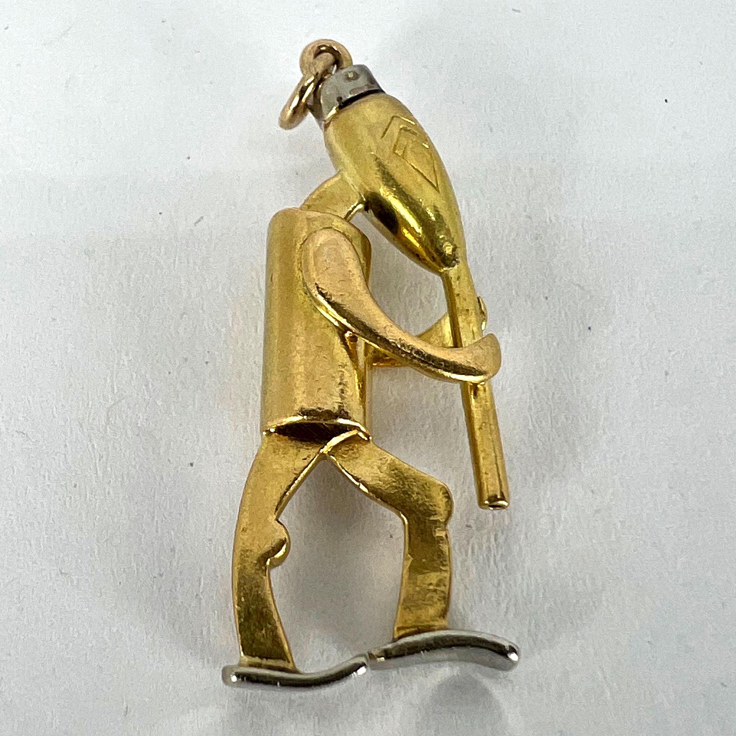 Piper Musician Cartoon Character 18K Yellow White Gold Charm Pendant For Sale 8