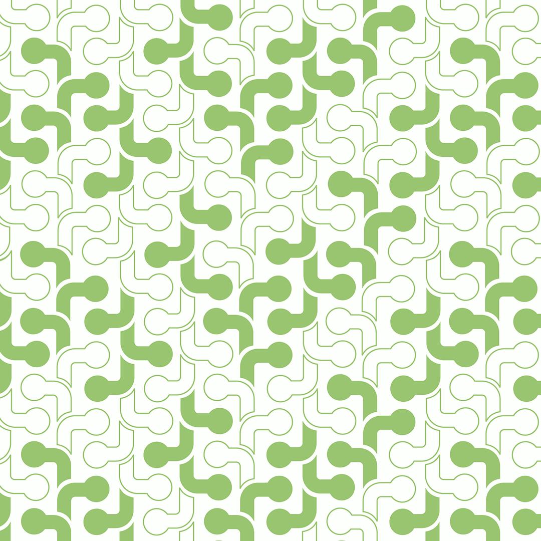 Pipes Designer Retro Geometrische Tapeten in Lime 'Kelly Green on White' im Angebot