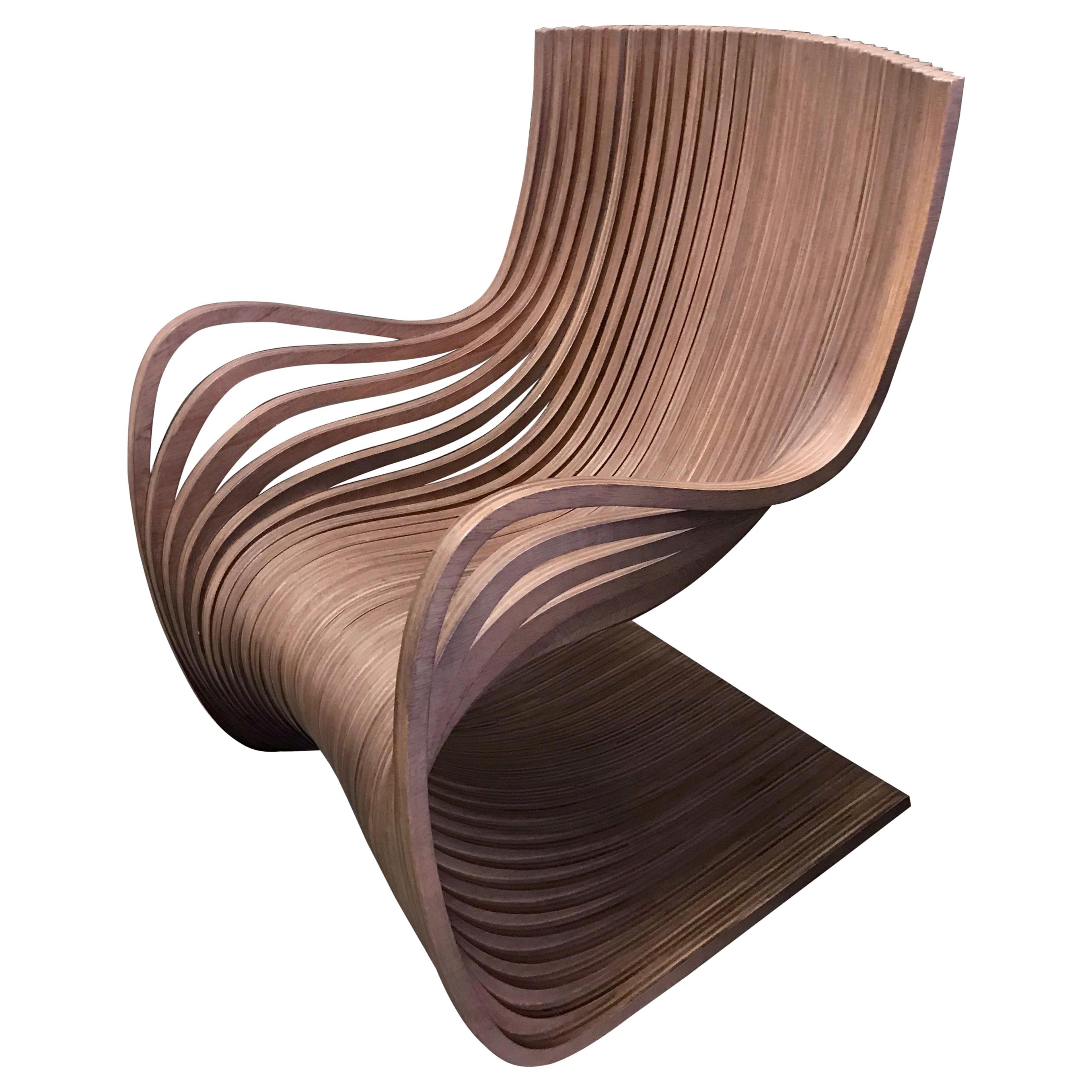 Pipo Taupe Wood Lounge Chair