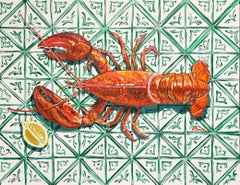 After the Catch - Green Lobster, Original painting, Food art, Seafood