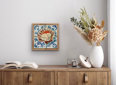 Scallop on Tiles, Original painting, Food art, Seafood, Mediterranean style