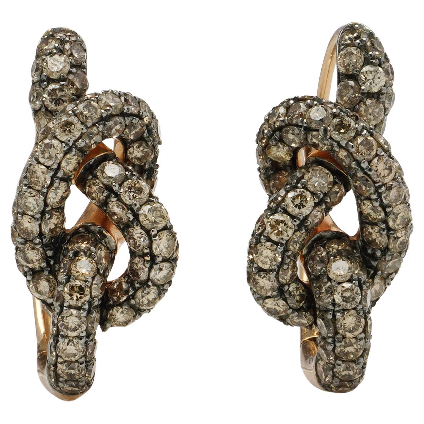 Pippo Perez 18kt Gold Diamond Knot Earrings