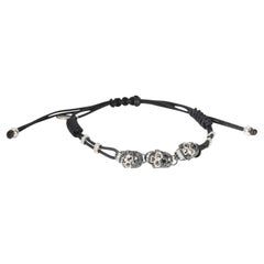 Pippo Perez Black & White Diamond Skull Bracelet in 18kt White Gold 1.25 CTW