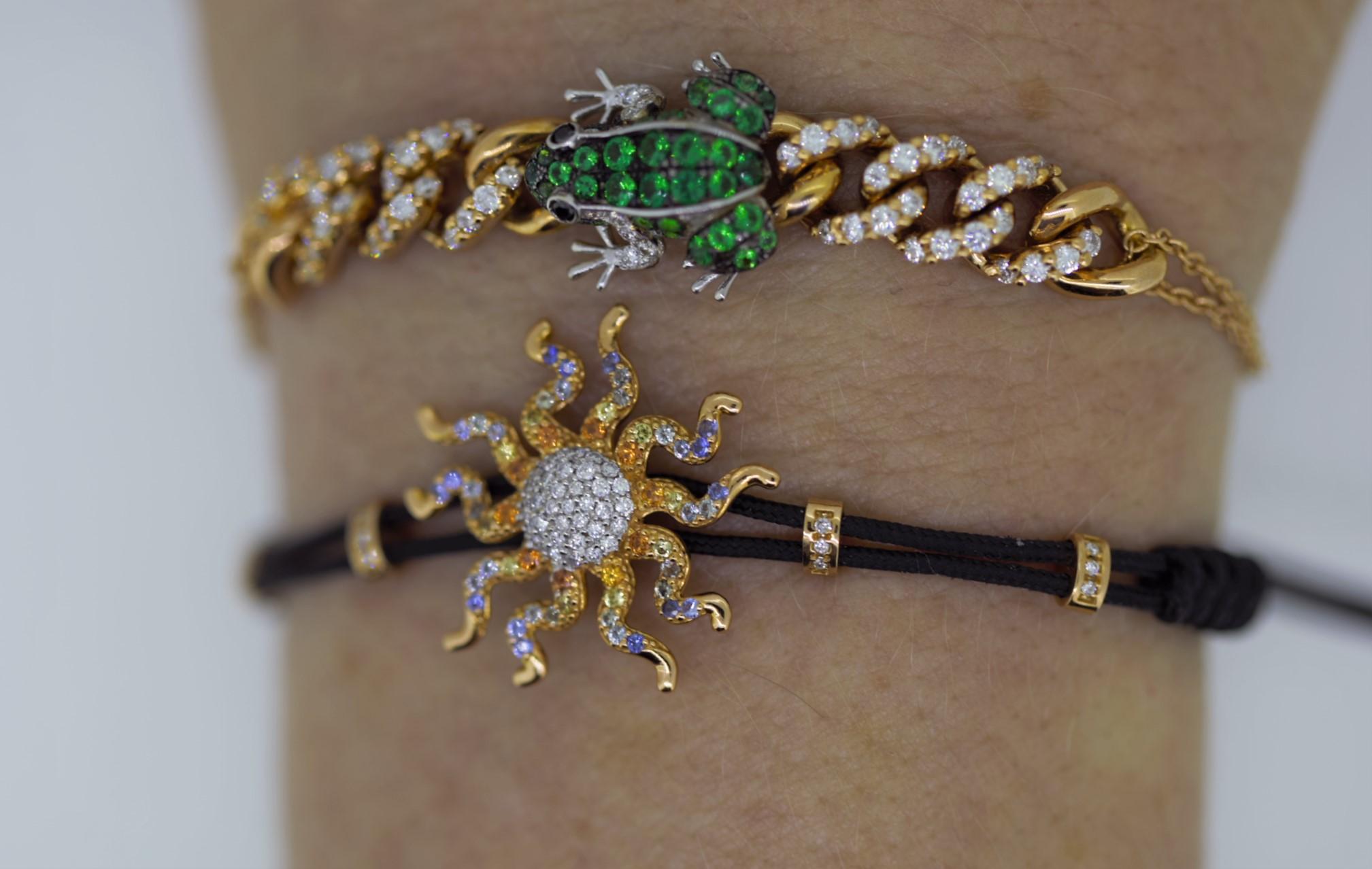 Pippo Perez Frosch-Armband, Tsavorit-Granate, weiße Diamanten, Roségold Damen