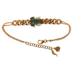 Pippo Perez Frog Bracelet, Tsavorite Garnets, White Diamonds, Rose Gold