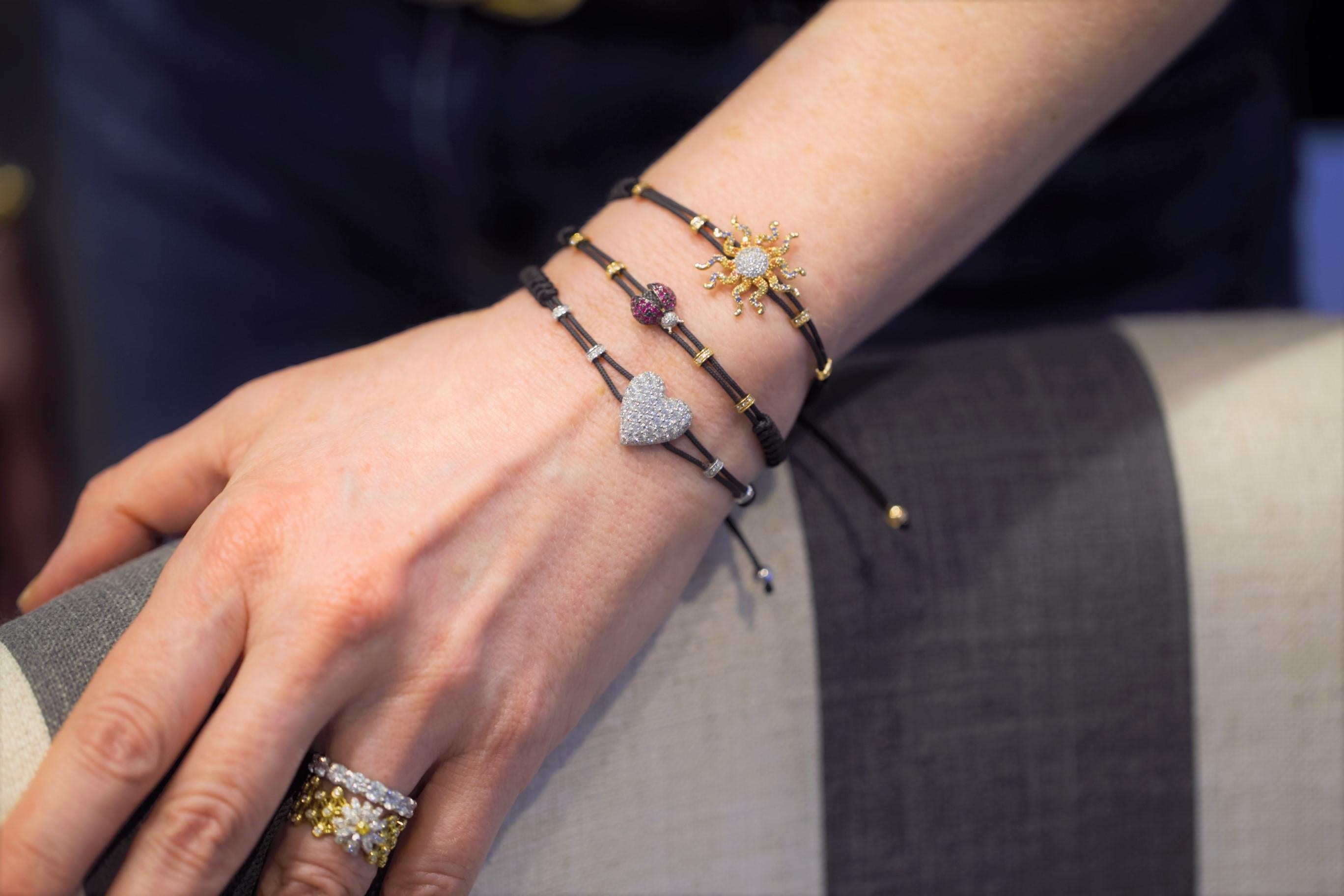 Pippo Perez Herz-Armband, weiße Diamanten, Weißgold im Zustand „Neu“ im Angebot in Chicago, IL