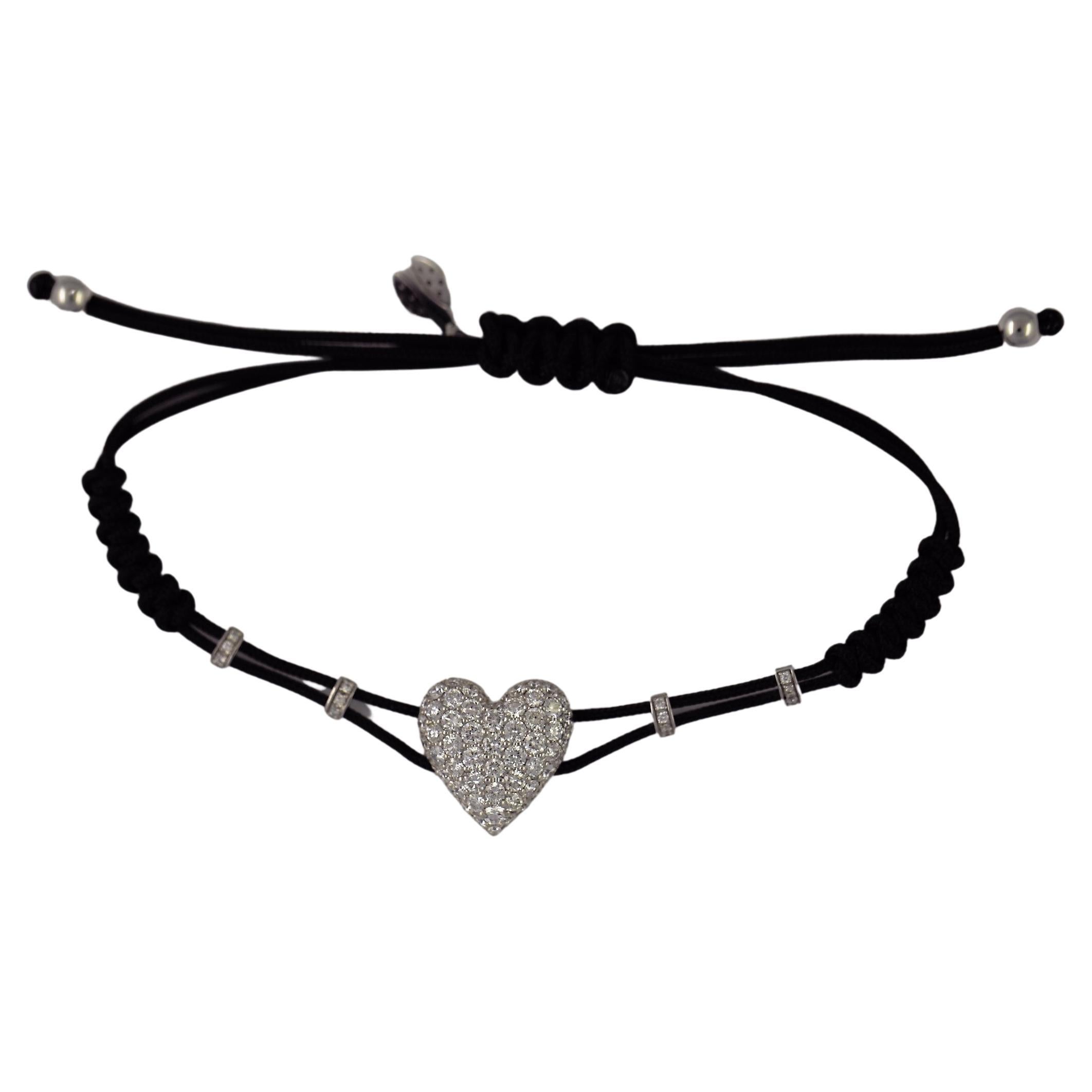 Pippo Perez Herz-Armband, weiße Diamanten, Weißgold im Angebot