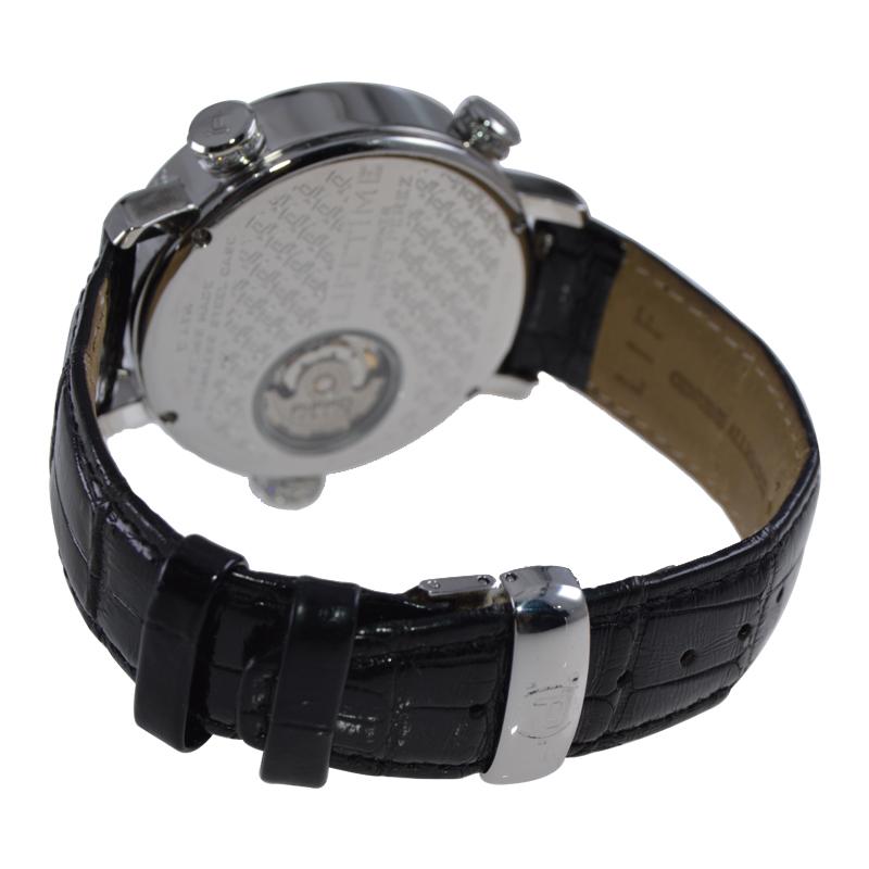 Pippo Perez Steel Diamond Automatic Watch, circa 2010 with 3 Carat of Diamonds For Sale 3