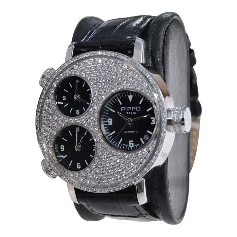 Pippo Perez Steel Diamond Automatic Watch, circa 2010 with 3  display picture 2