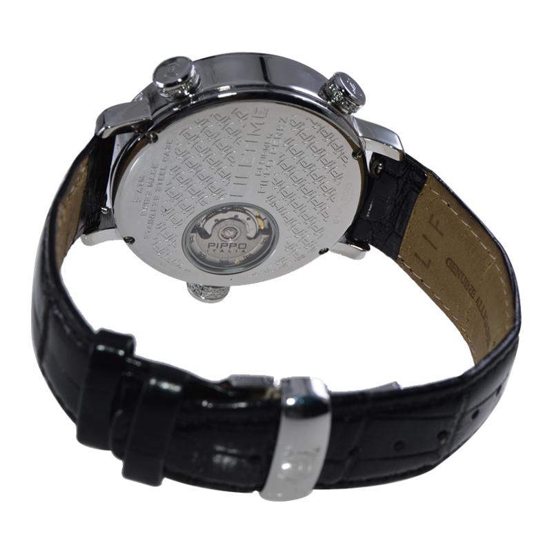Pippo Perez Steel Diamond Automatic Watch, circa 2010 with 3 Carat of Diamonds For Sale 2