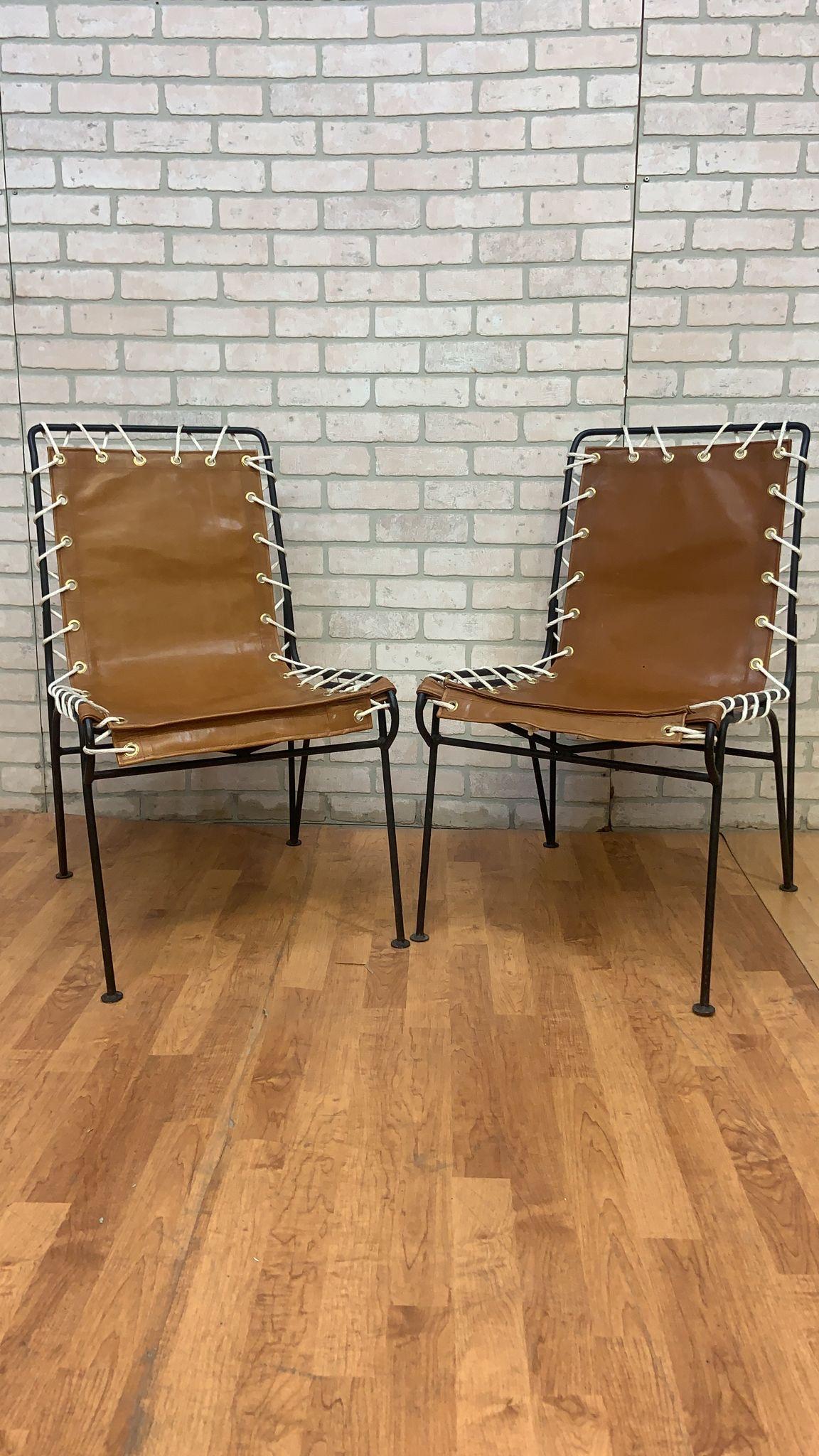 Mid-Century Modern Paire de fauteuils de salon Sol-Air en fer forgé Pipsan pour Ficks Reed en vente